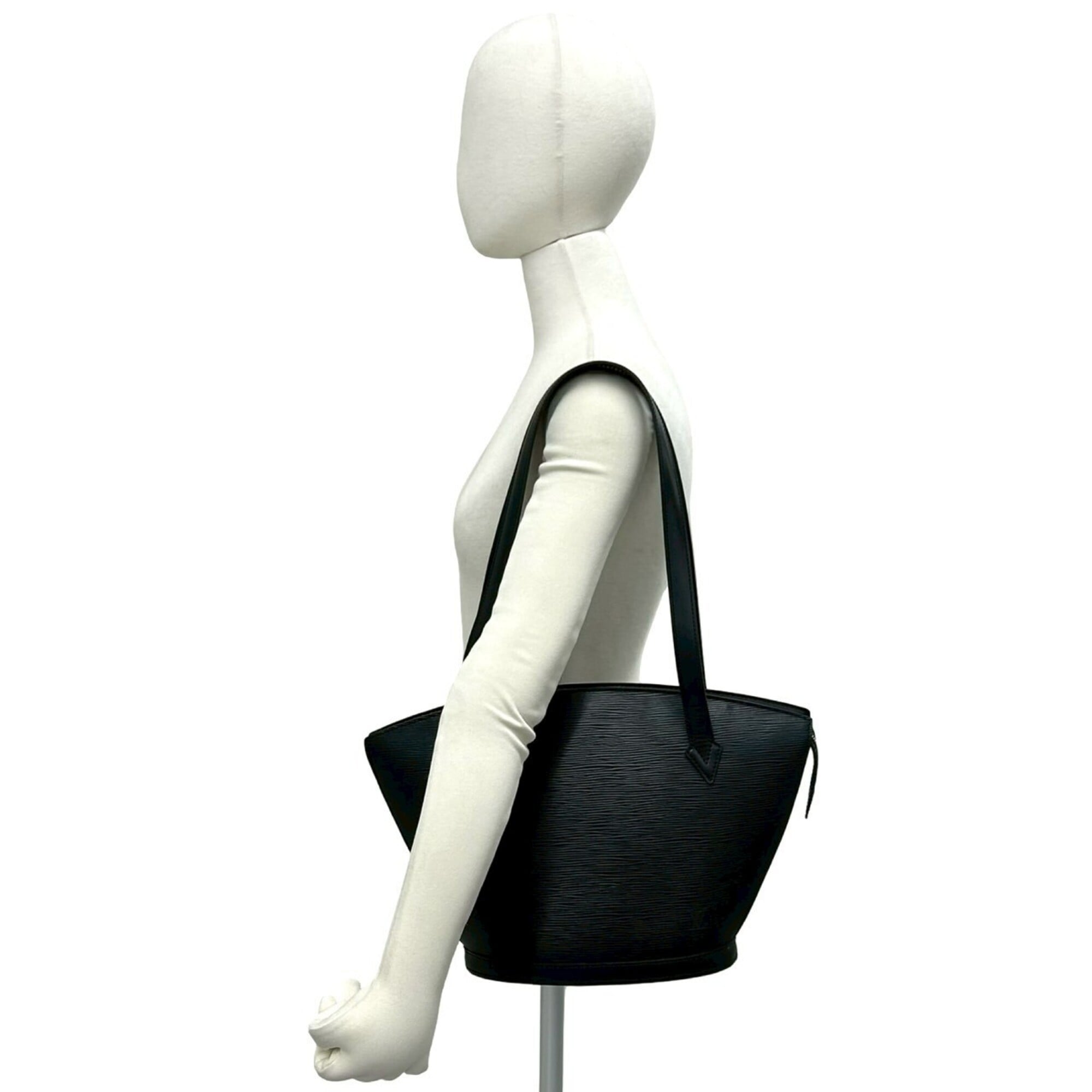 Louis Vuitton Black Leather Shoulder Bag Tote Bag (Pre-Owned)