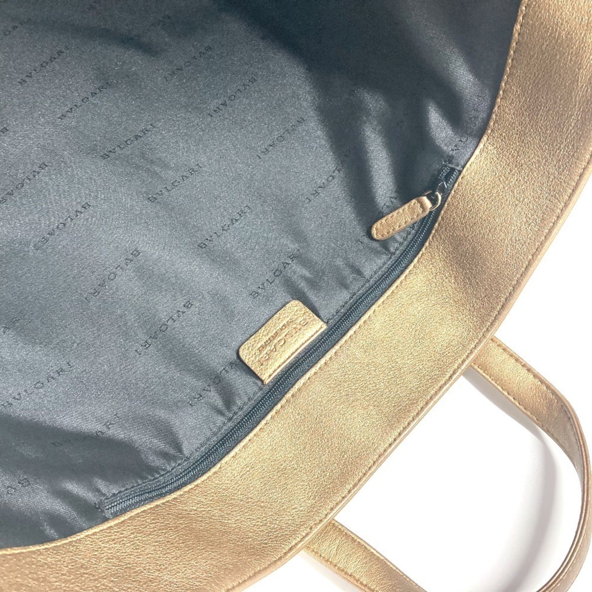 Bvlgari Gold Leather Handbag Tote Bag (Pre-Owned)