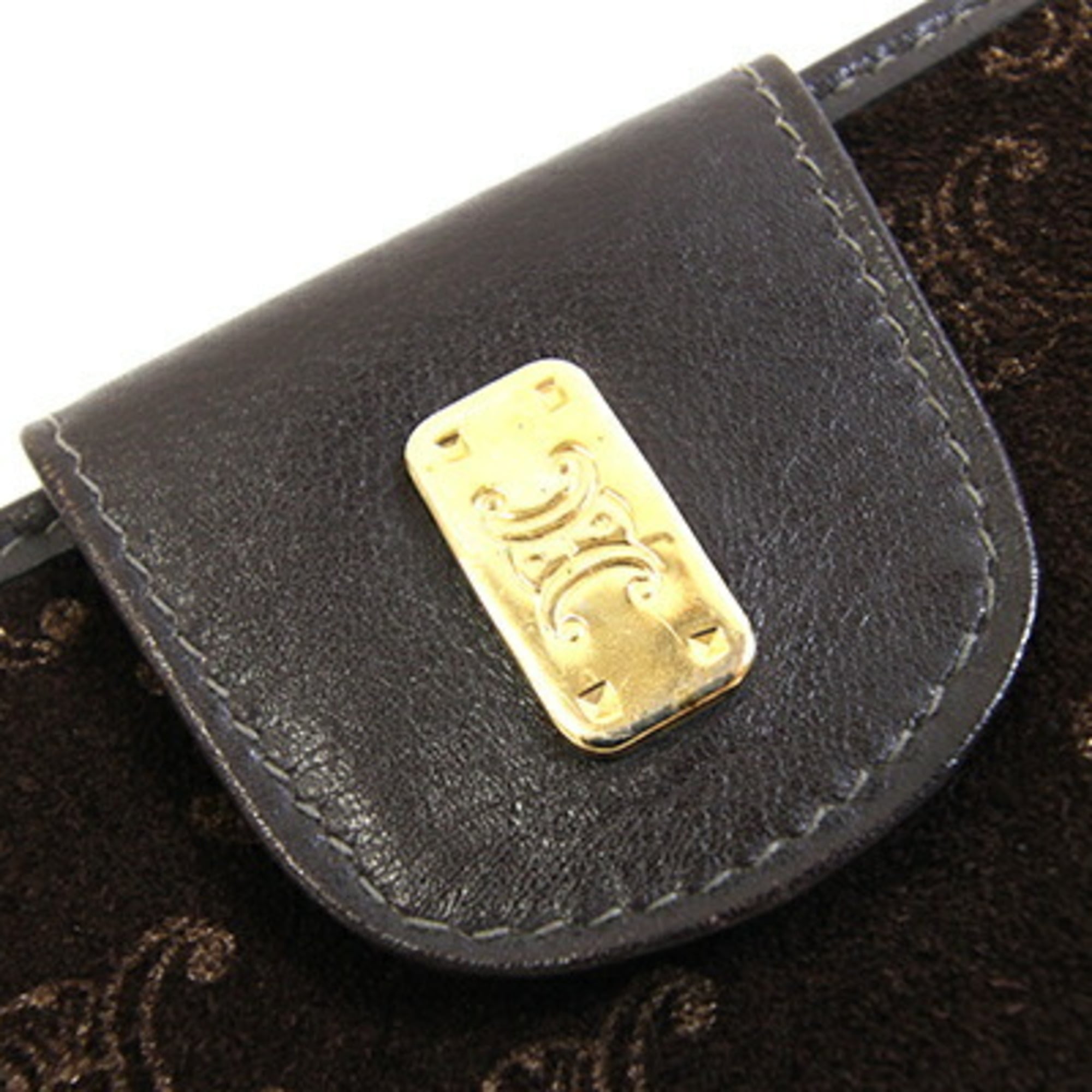 Celine Dark Brown Suede Leather Long Wallet (Bi-Fold) (Pre-Owned)