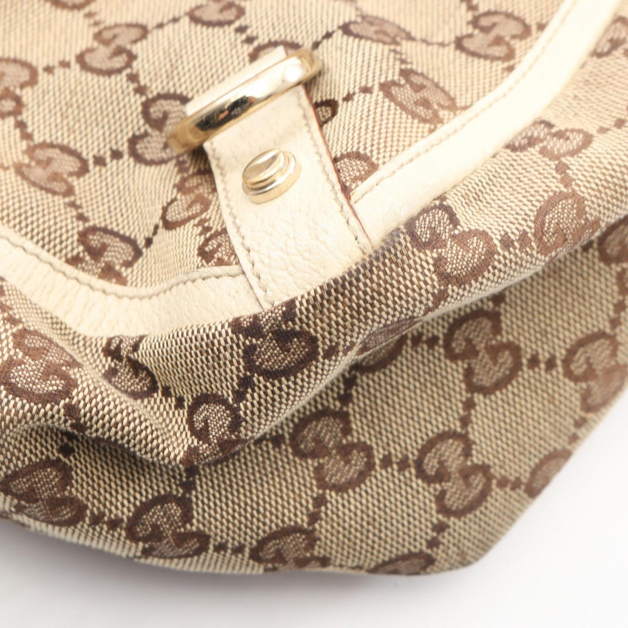 Gucci Beige Ivory Canvas Leather Handbag Tote Bag (Pre-Owned)