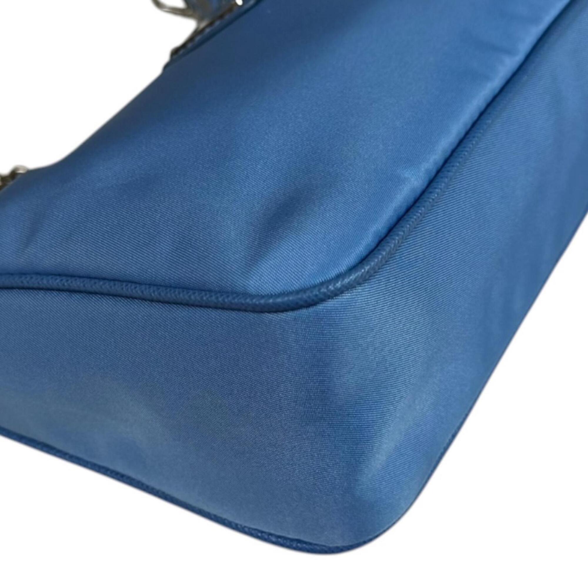 Prada Blue Nylon Handbag Shoulder Bag (Pre-Owned)