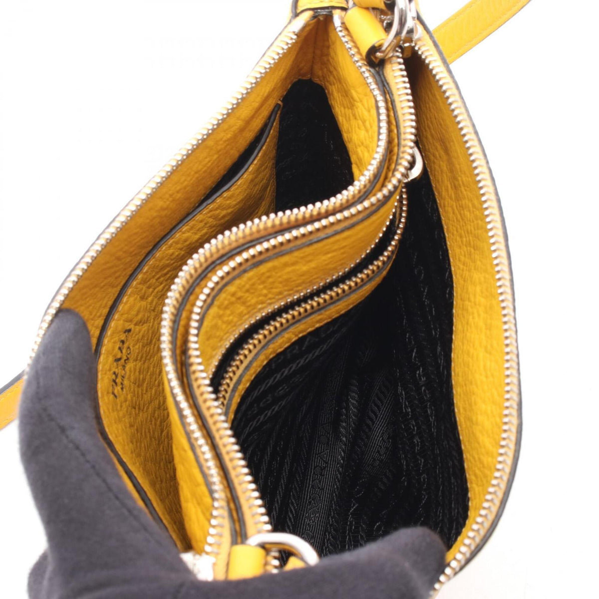 Prada Yellow Leather Handbag Shoulder Bag (Pre-Owned)