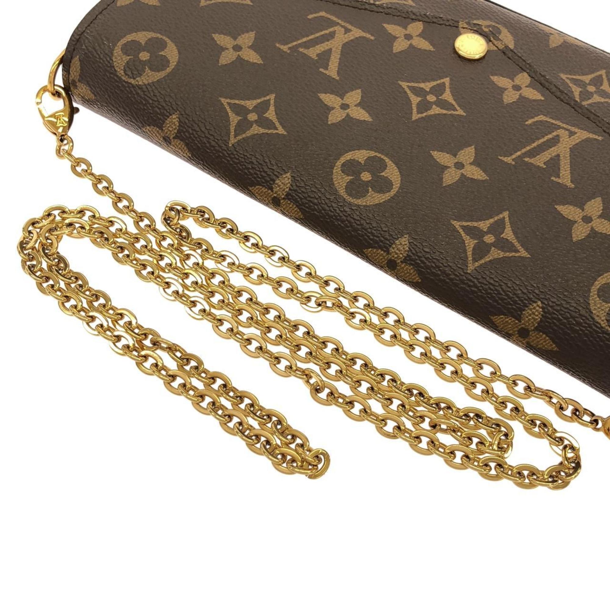 Louis Vuitton Monogram Marron Coated Canvas Pochette Shoulder Bag (Pre-Owned)
