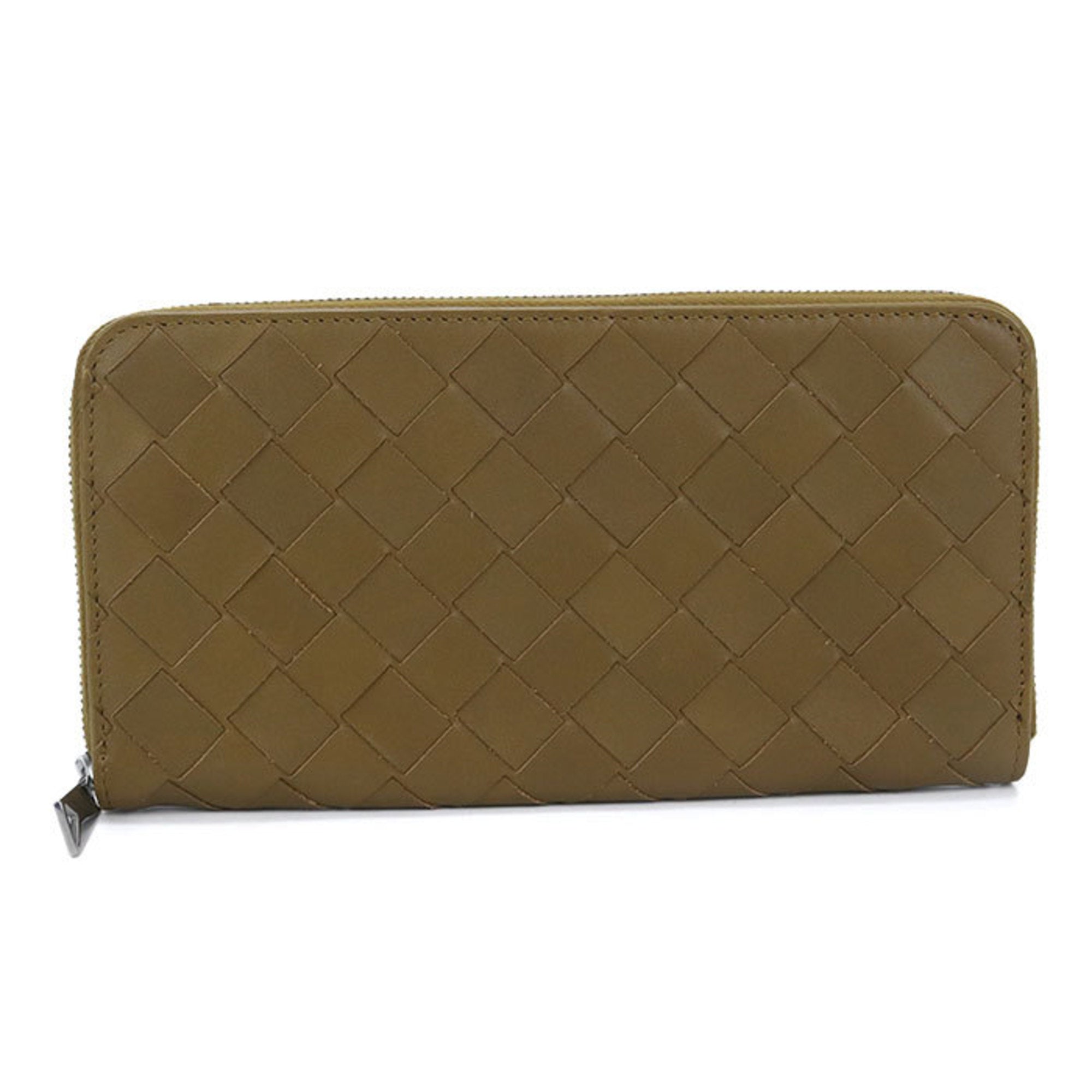 Bottega Veneta Khaki Leather Long Wallet (Bi-Fold) (Pre-Owned)