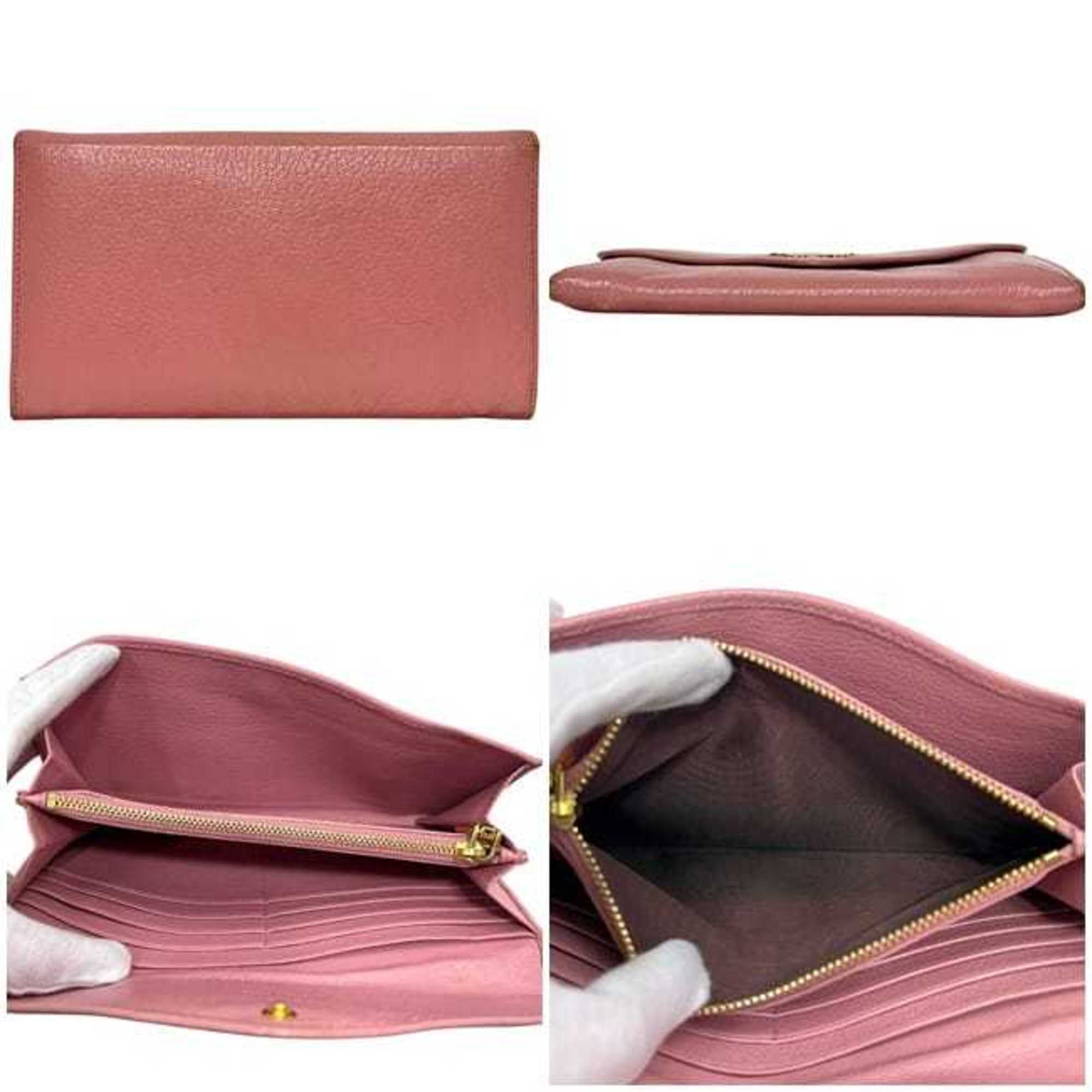 Miu Miu Pink Leather Long Wallet (Bi-Fold) (Pre-Owned)