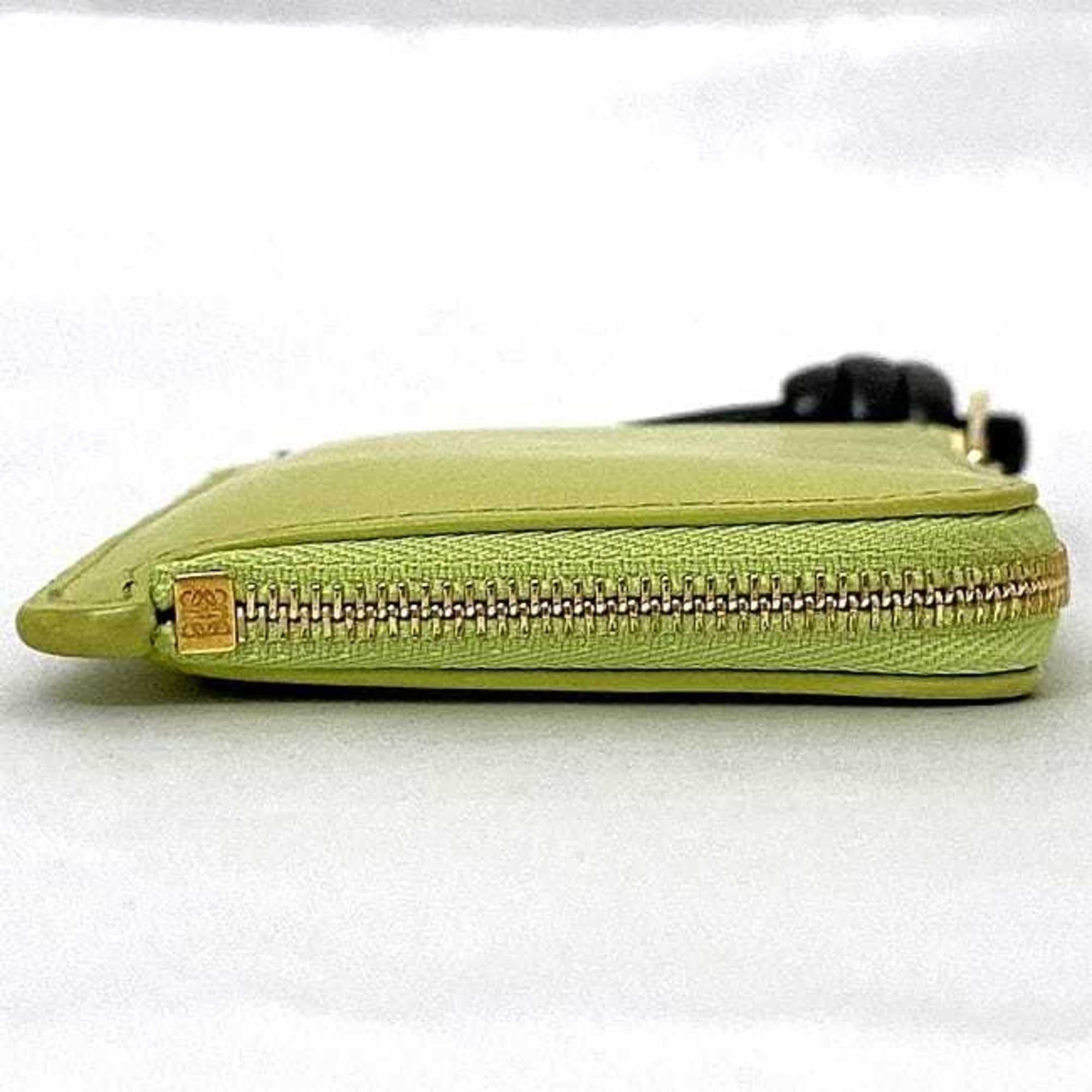 Loewe Black Light Green Leather Coin Purse/Coin Case (Pre-Owned)