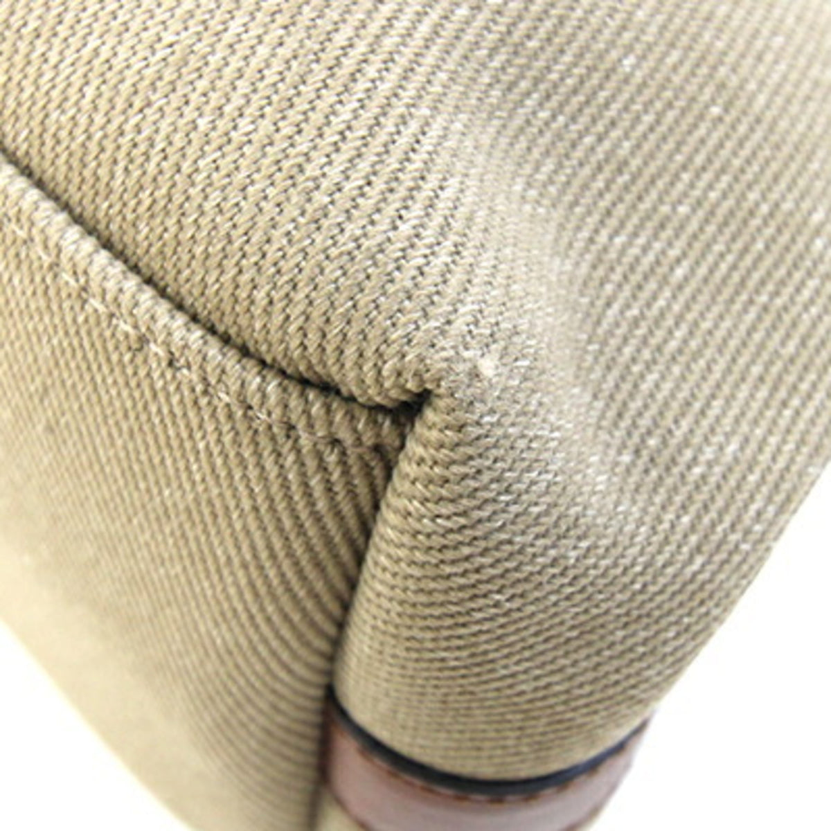 Bally Beige Brown Sand Canvas Leather Handbag (Pre-Owned)
