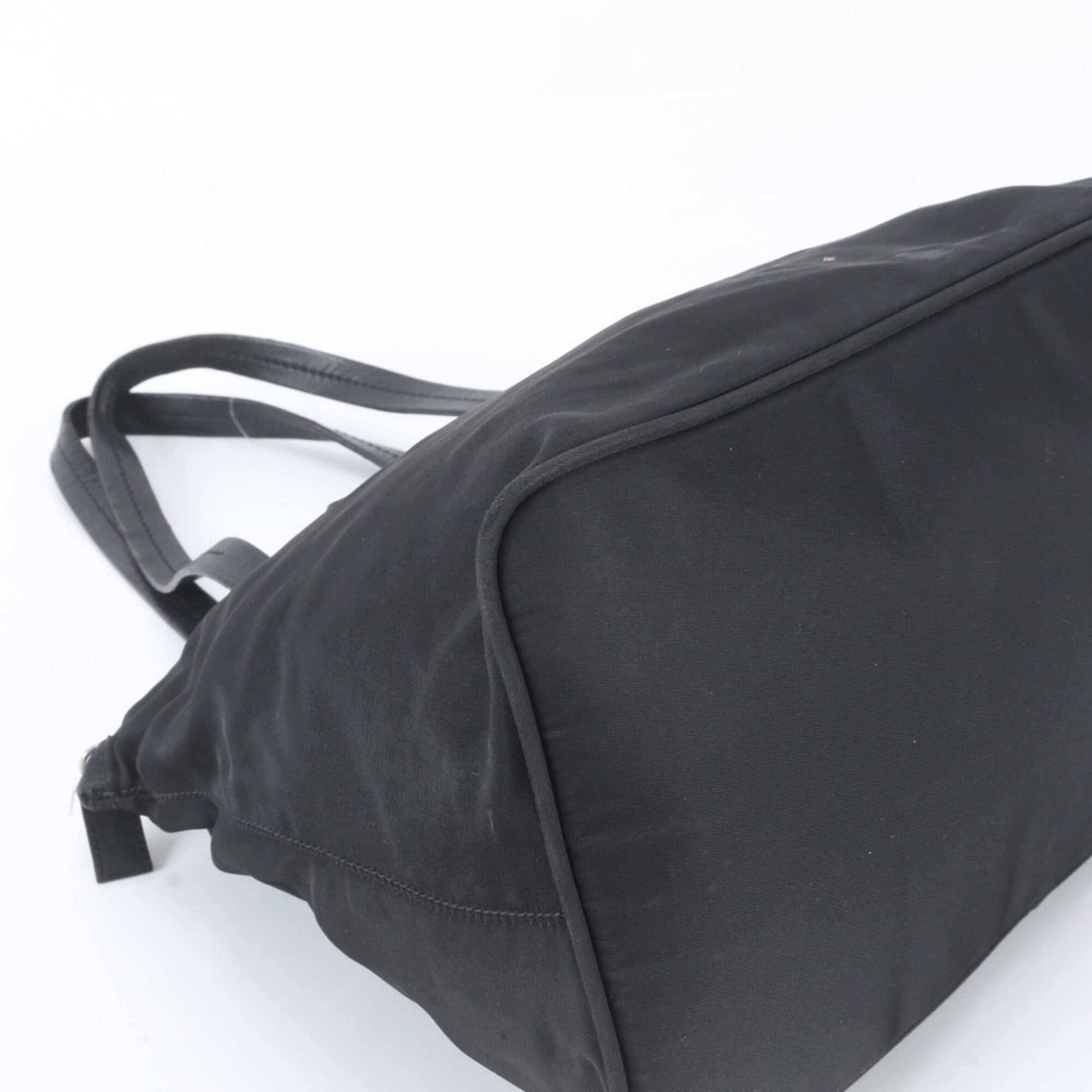 Prada Black Nylon Leather Shoulder Bag Tote Bag (Pre-Owned)