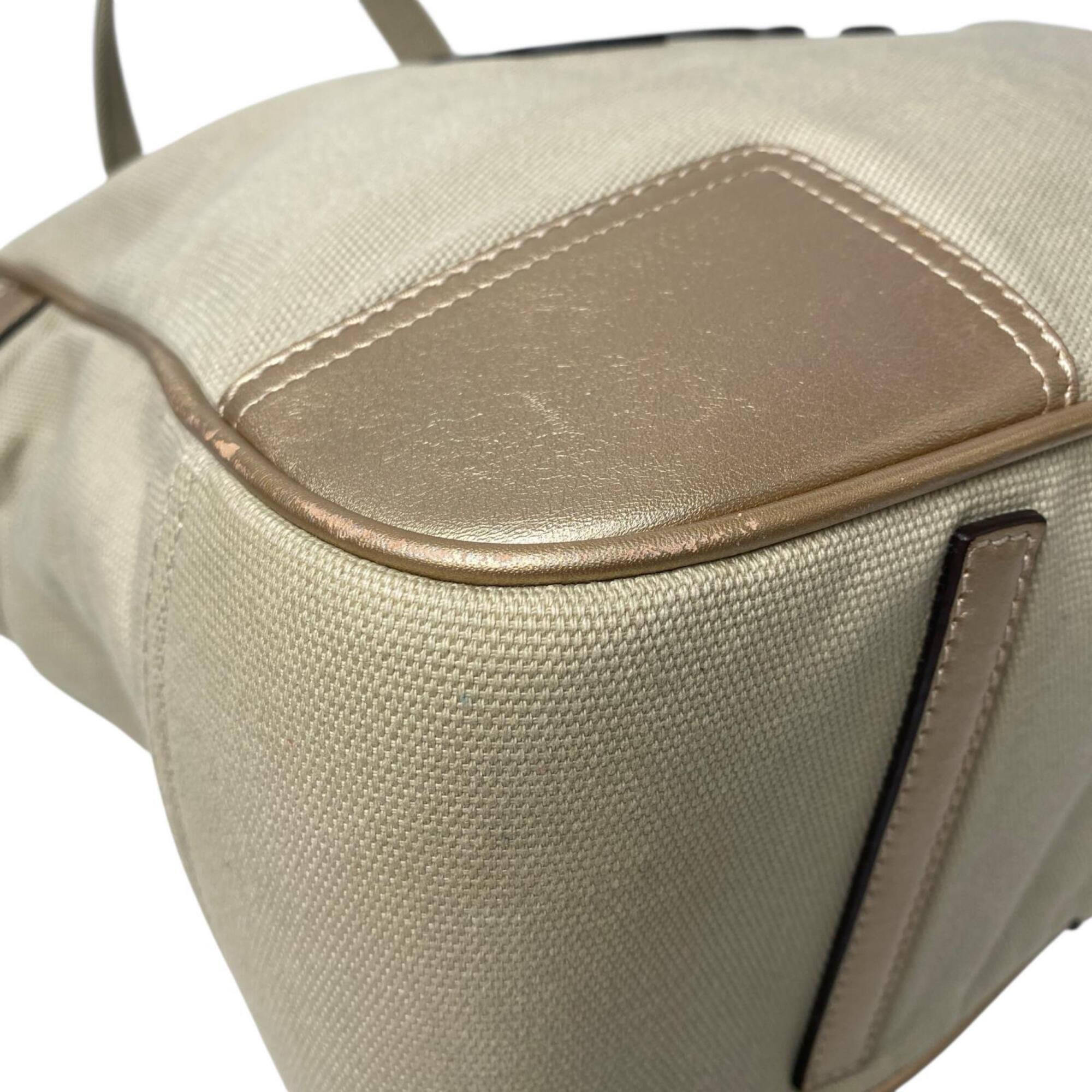 Loewe Beige Canvas Leather Shoulder Bag Tote Bag (Pre-Owned)