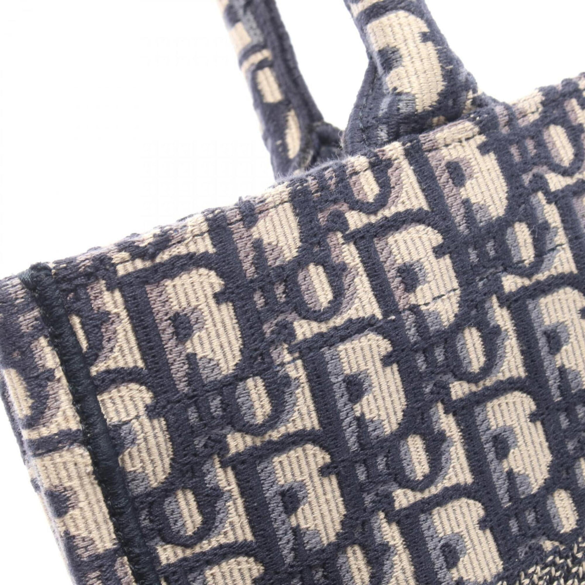 Christian Dior Beige Navy Canvas Handbag Tote Bag (Pre-Owned)