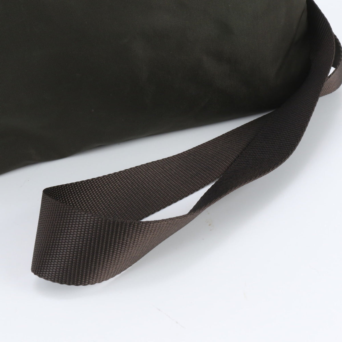 Prada Khaki Leather Nylon Messenger Bag Shoulder Bag (Pre-Owned)