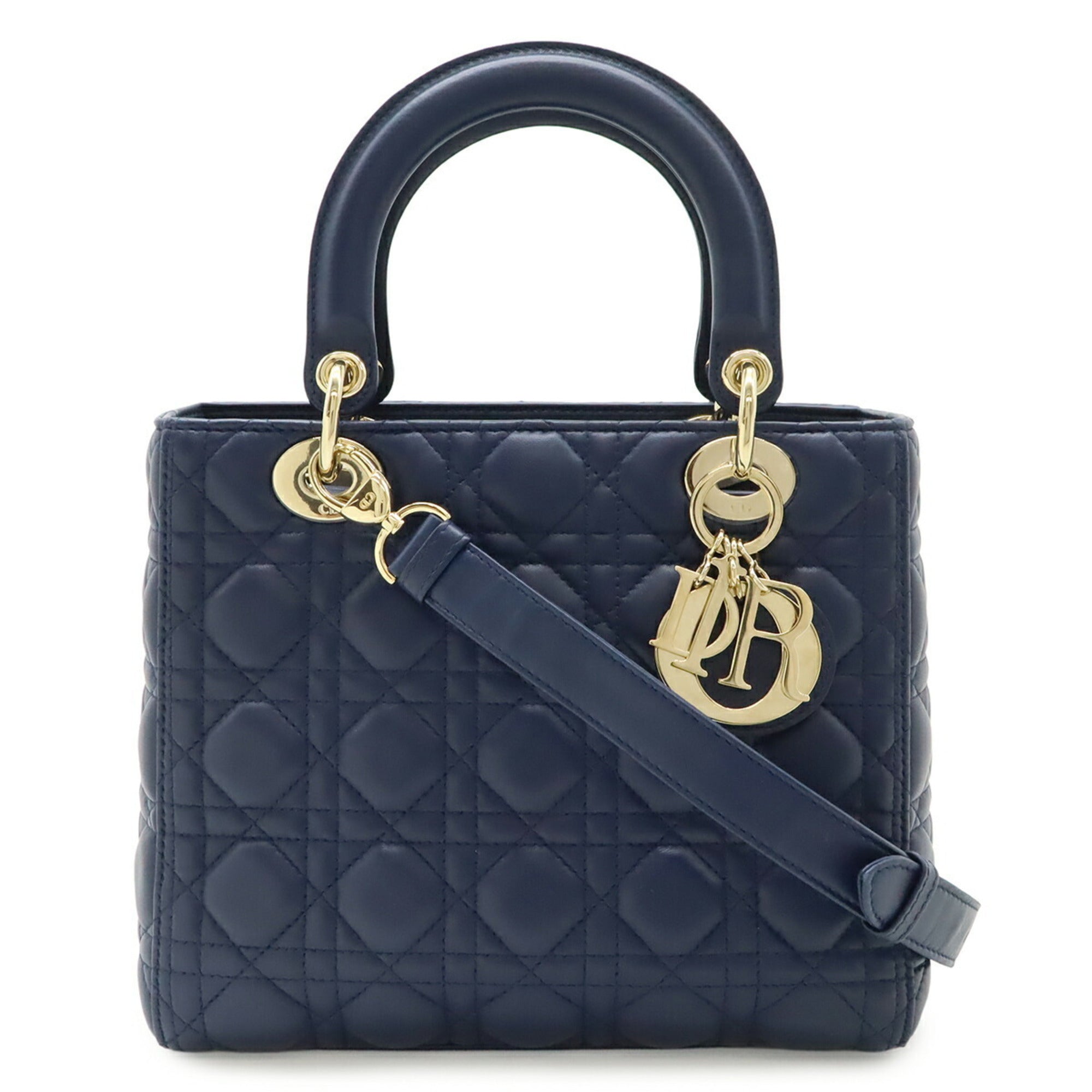 Christian Dior Navy Leather Handbag Shoulder Bag (Pre-Owned)