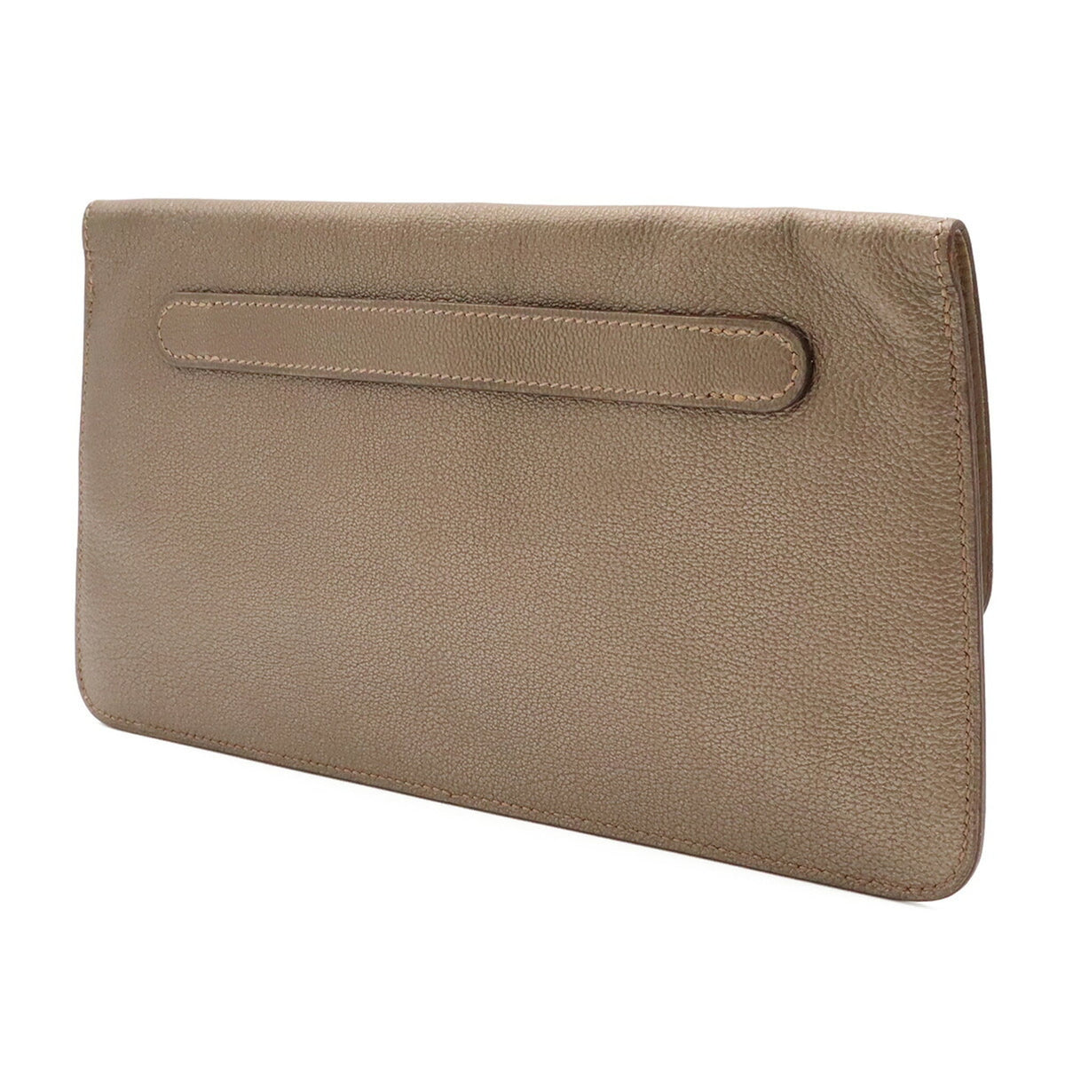 Hermes Gold Khaki Chevre Leather Clutch Bag (Pre-Owned)