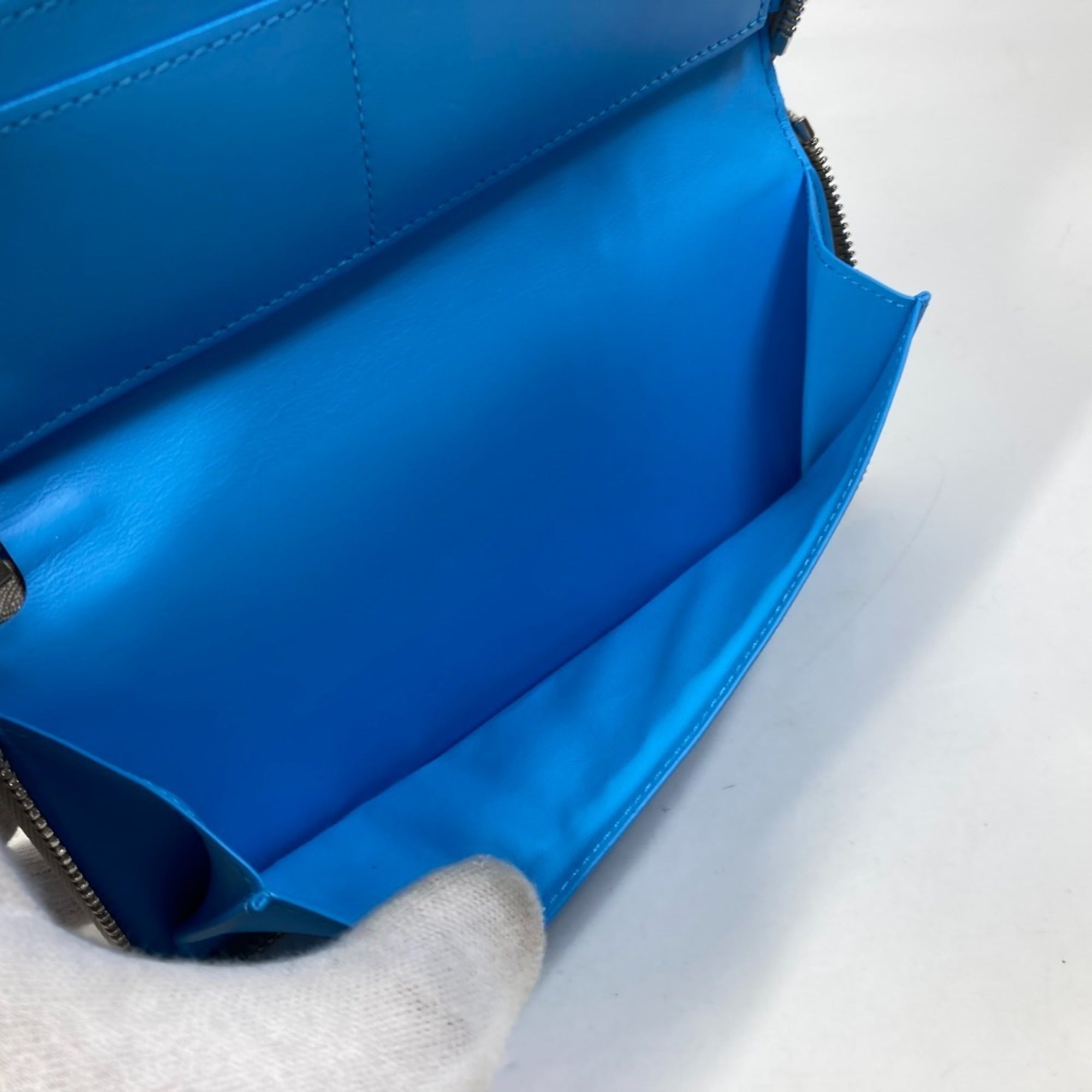 Louis Vuitton Blue Gray Leather Long Wallet (Bi-Fold) (Pre-Owned)