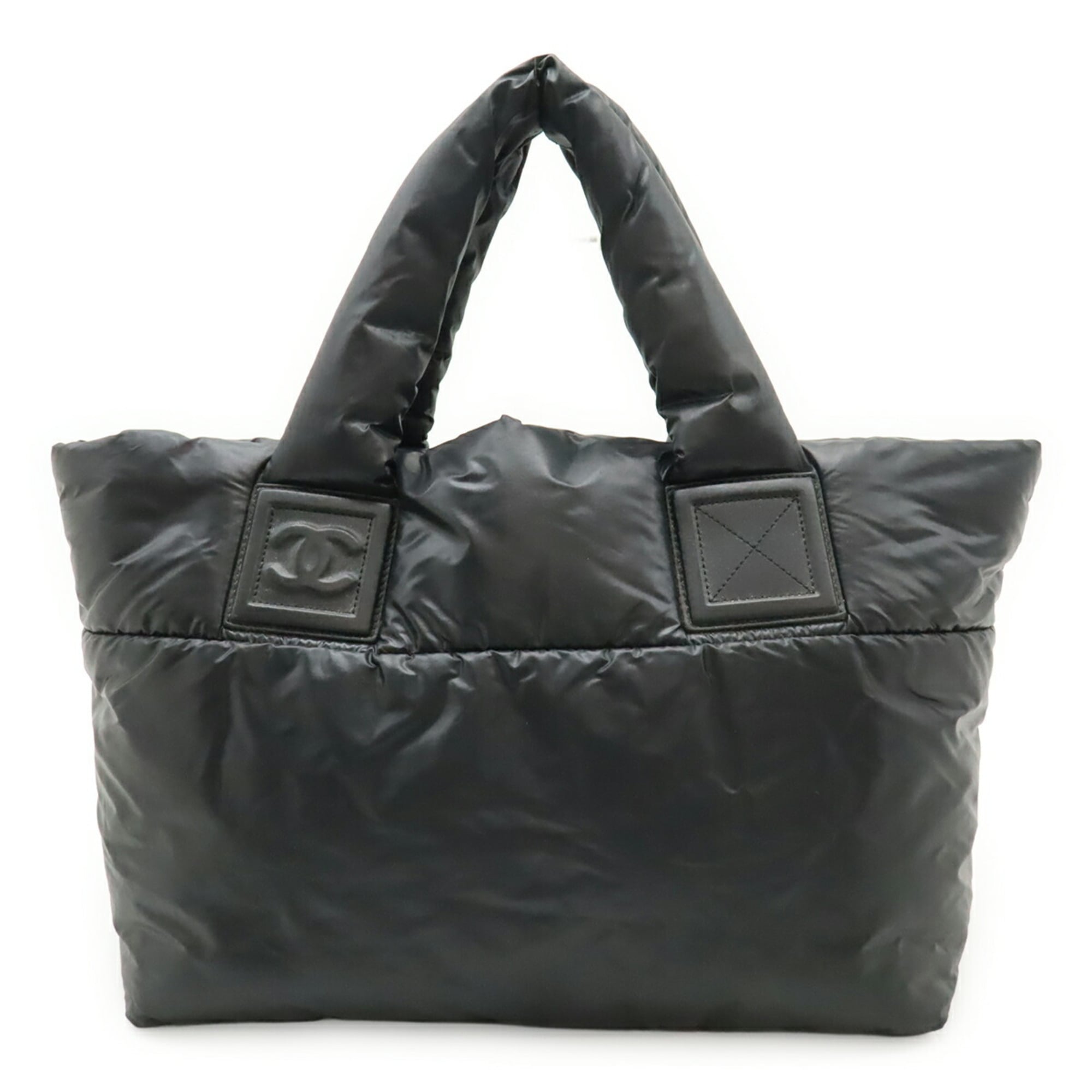 Chanel Black Nylon Leather Handbag Tote Bag (Pre-Owned)