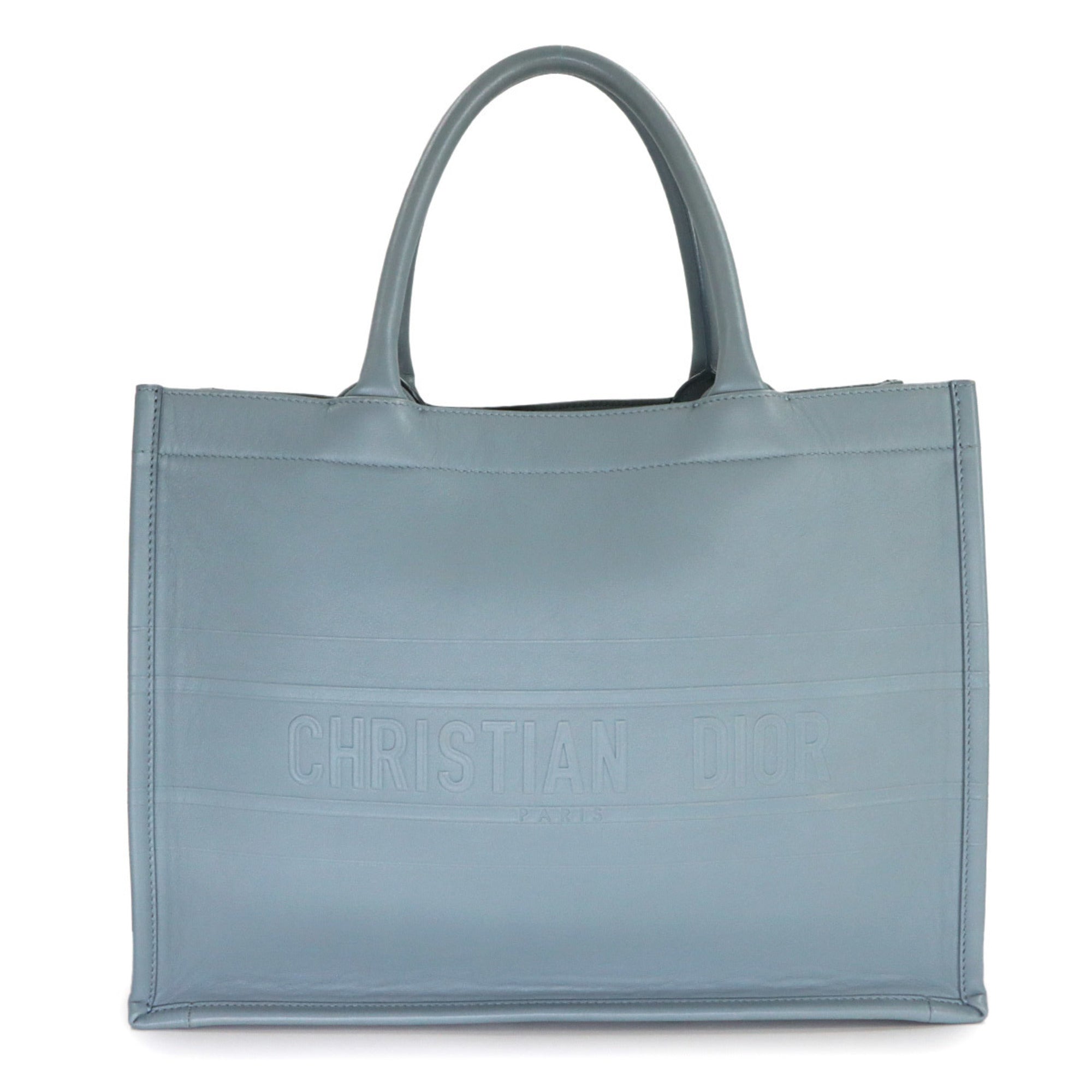 Christian Dior Gray Leather Handbag Tote Bag (Pre-Owned)