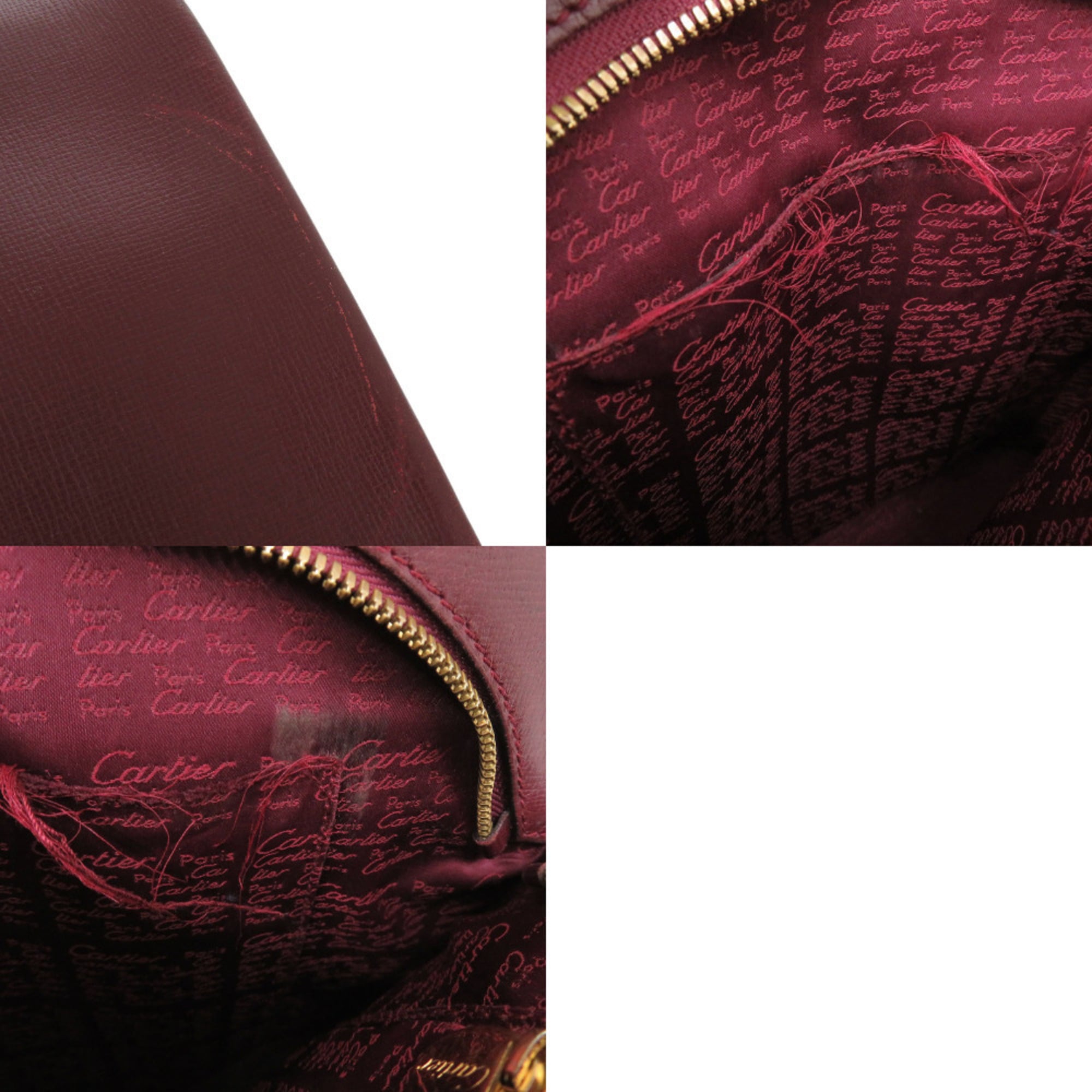 Cartier Bordeaux Red Color Leather Handbag (Pre-Owned)