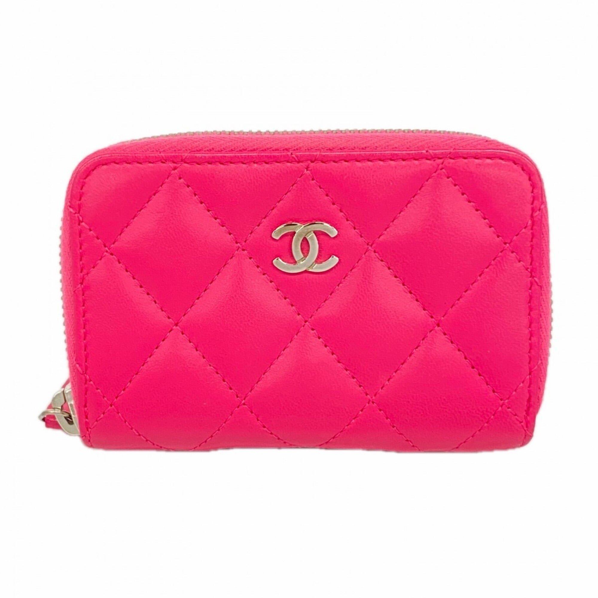 Chanel Pink Leather Coin Purse/Coin Case (Pre-Owned)