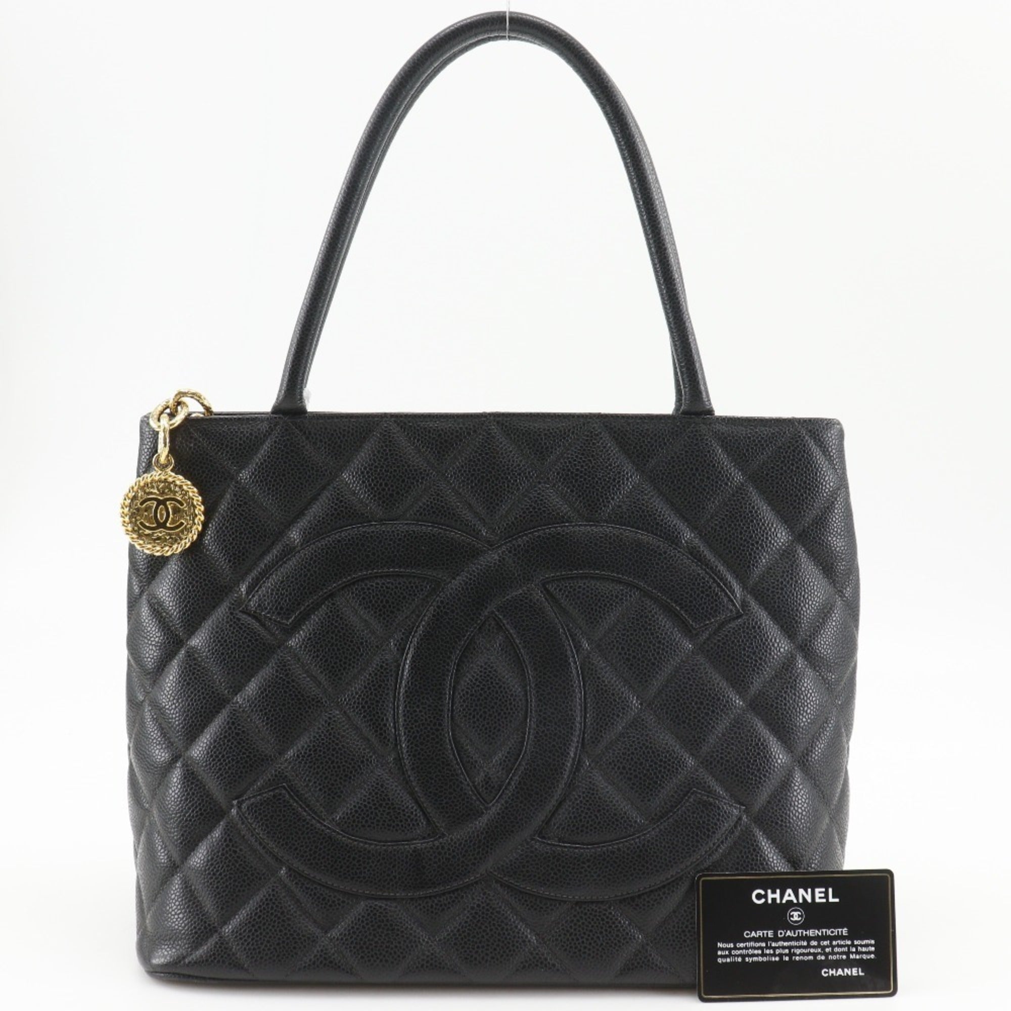 Chanel Black Grained Calfskin Tote Bag (Pre-Owned)