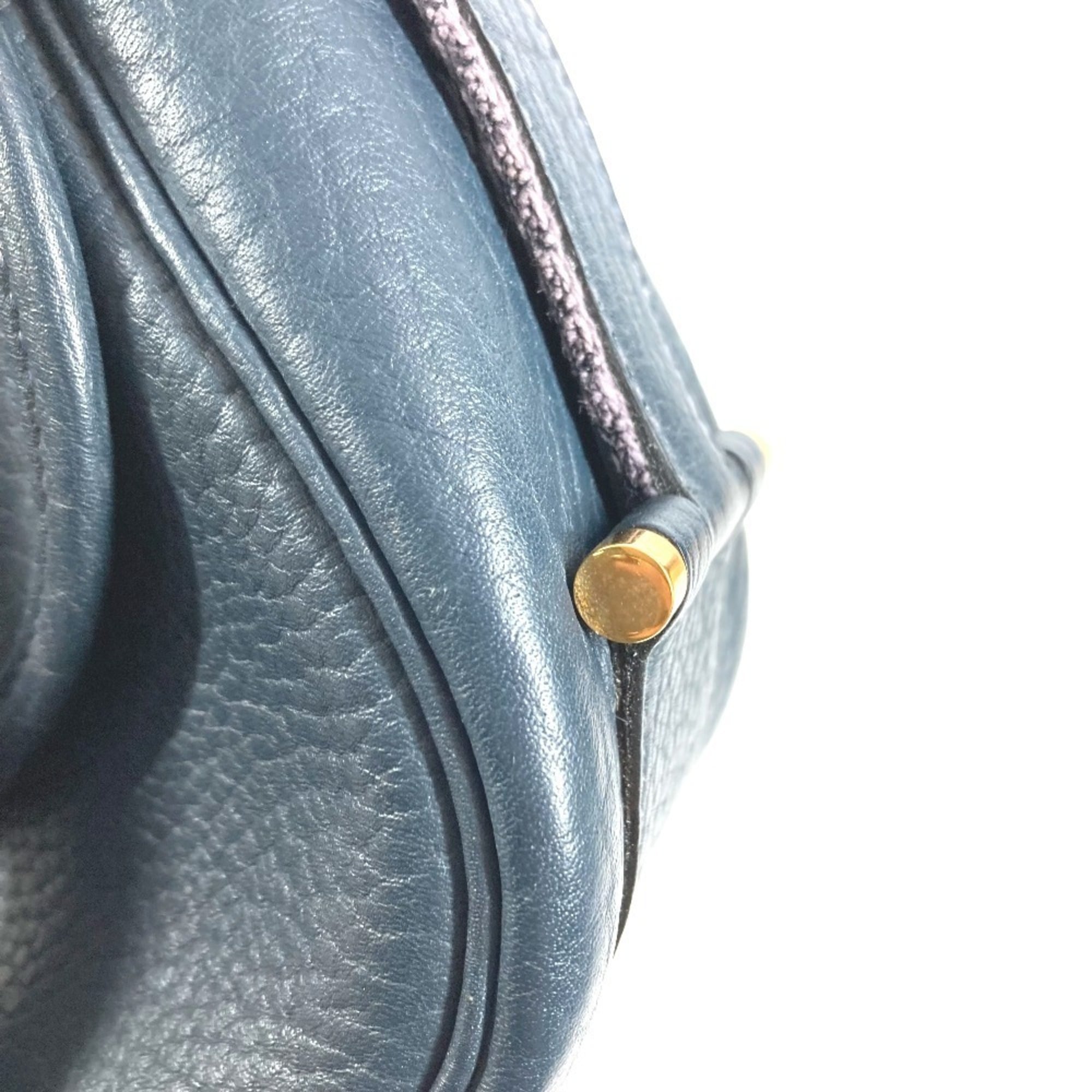 Hermes Navy Leather Shoulder Bag (Pre-Owned)