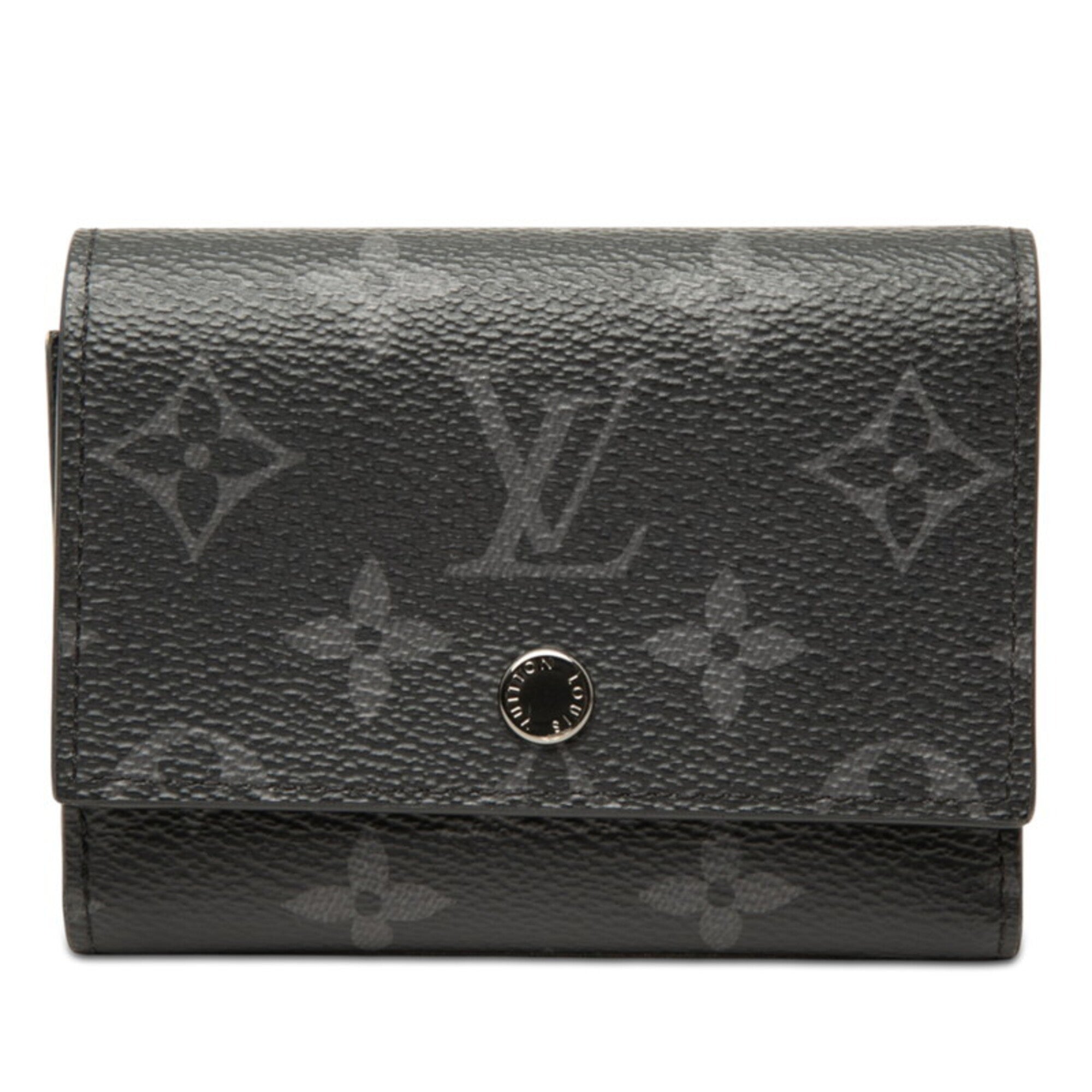 Louis Vuitton Black Gray Pvc Leather Wallet (Tri-Fold) (Pre-Owned)