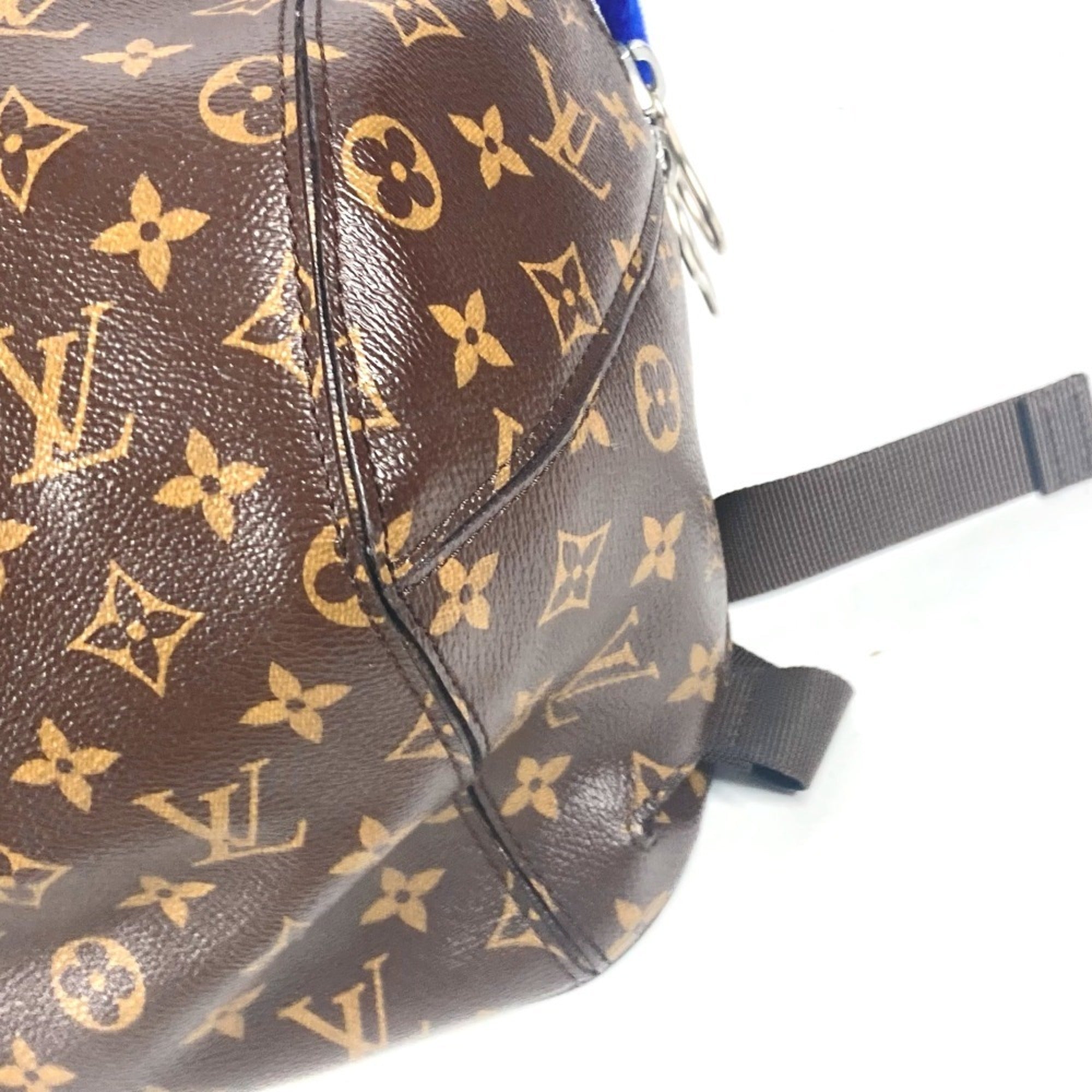 Louis Vuitton Blue Brown Monogram Canvas Leather Backpack (Pre-Owned)