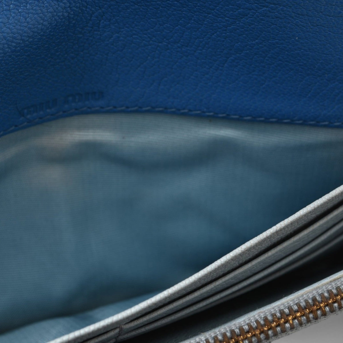 Miu Miu Blue Leather Long Wallet (Bi-Fold) (Pre-Owned)
