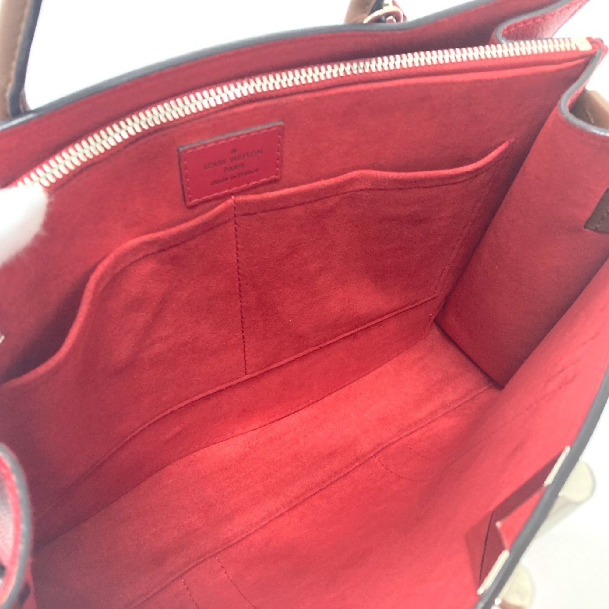 Louis Vuitton Red Color Leather Tote Bag (Pre-Owned)