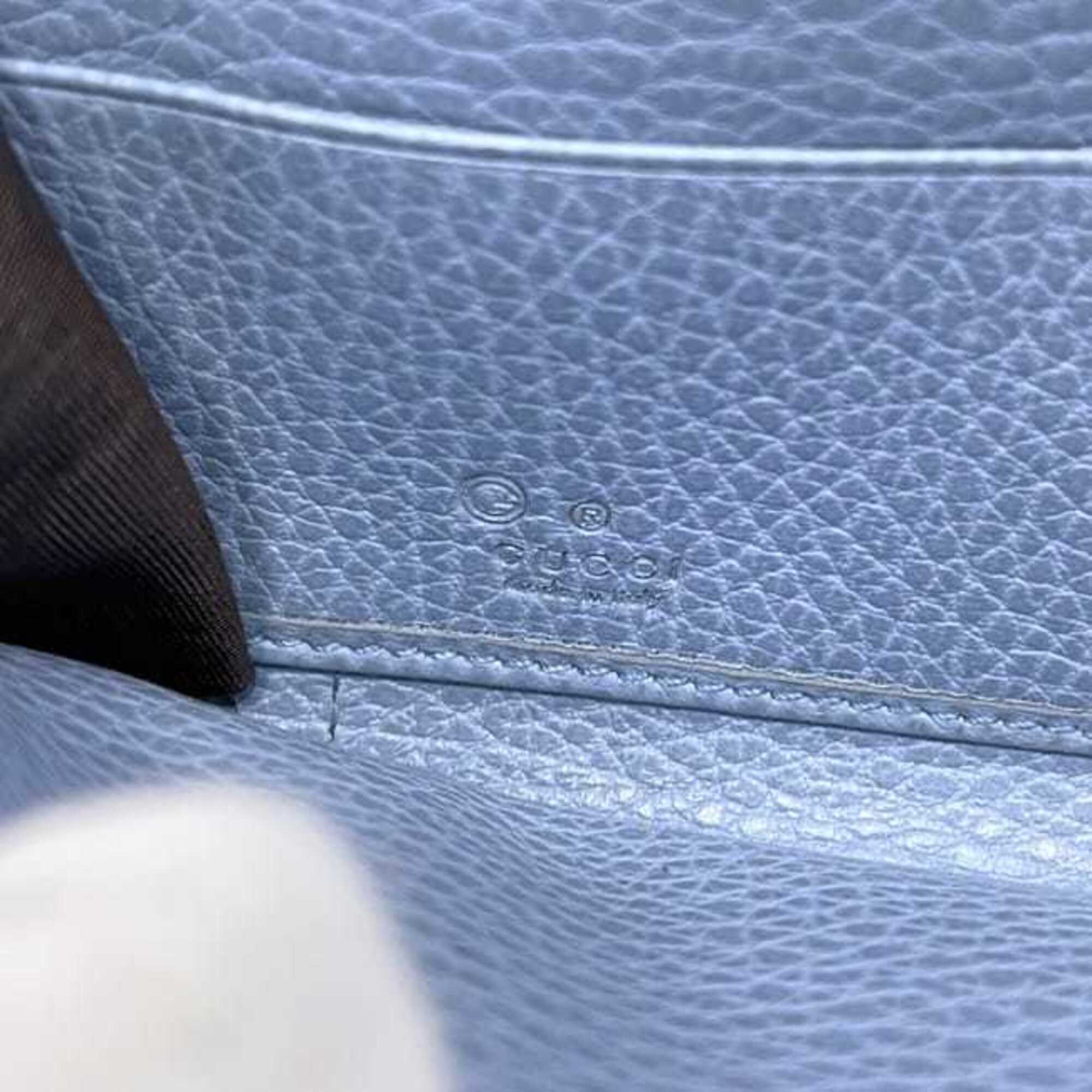 Gucci Light Blue Leather Long Wallet (Bi-Fold) (Pre-Owned)