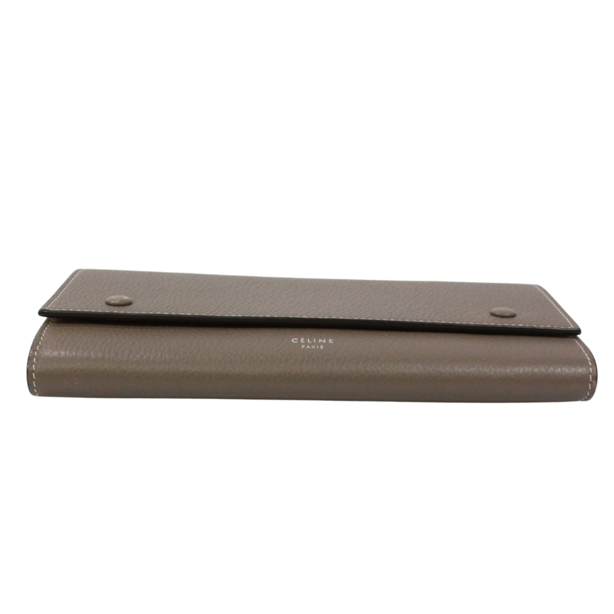 Celine Grayish Yellow Leather Long Wallet (Bi-Fold) (Pre-Owned)