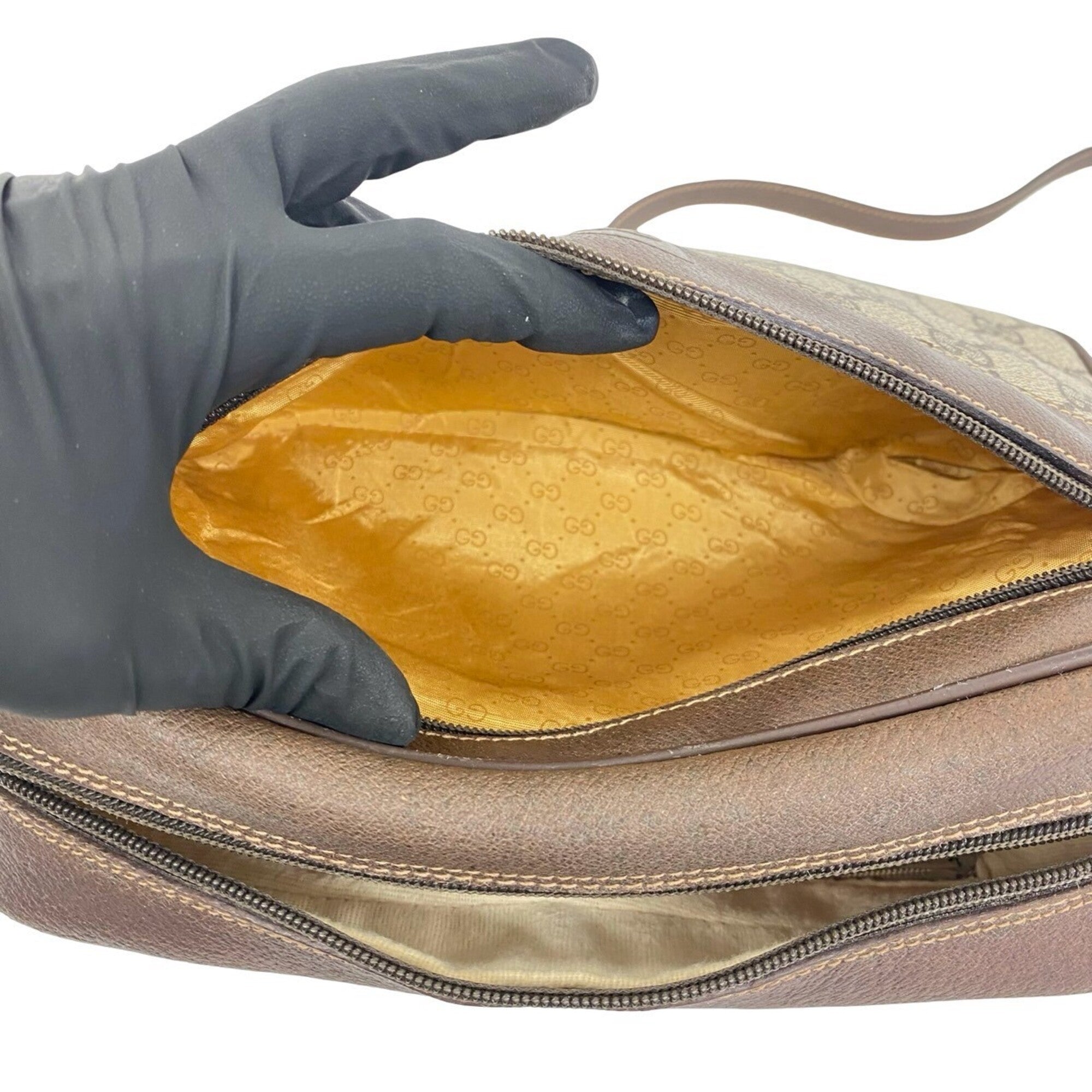 Gucci Brown Leather Pvc Pochette Shoulder Bag (Pre-Owned)
