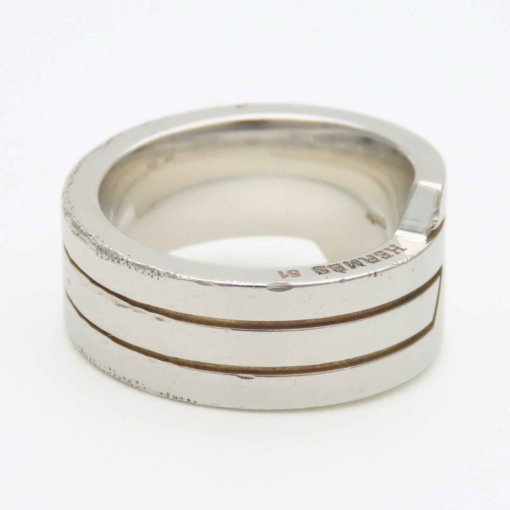 Hermes Silver Silver 925 Band Ring (Pre-Owned)