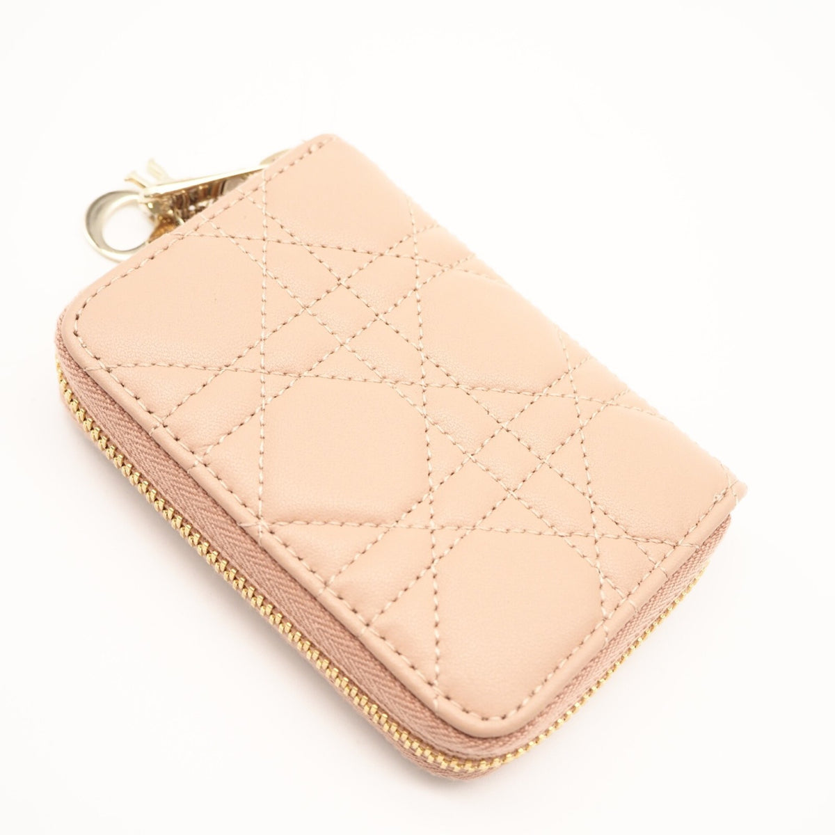 Christian Dior Lady Dior Pink Beige Leather Coin Purse/Coin Case (Pre-Owned)