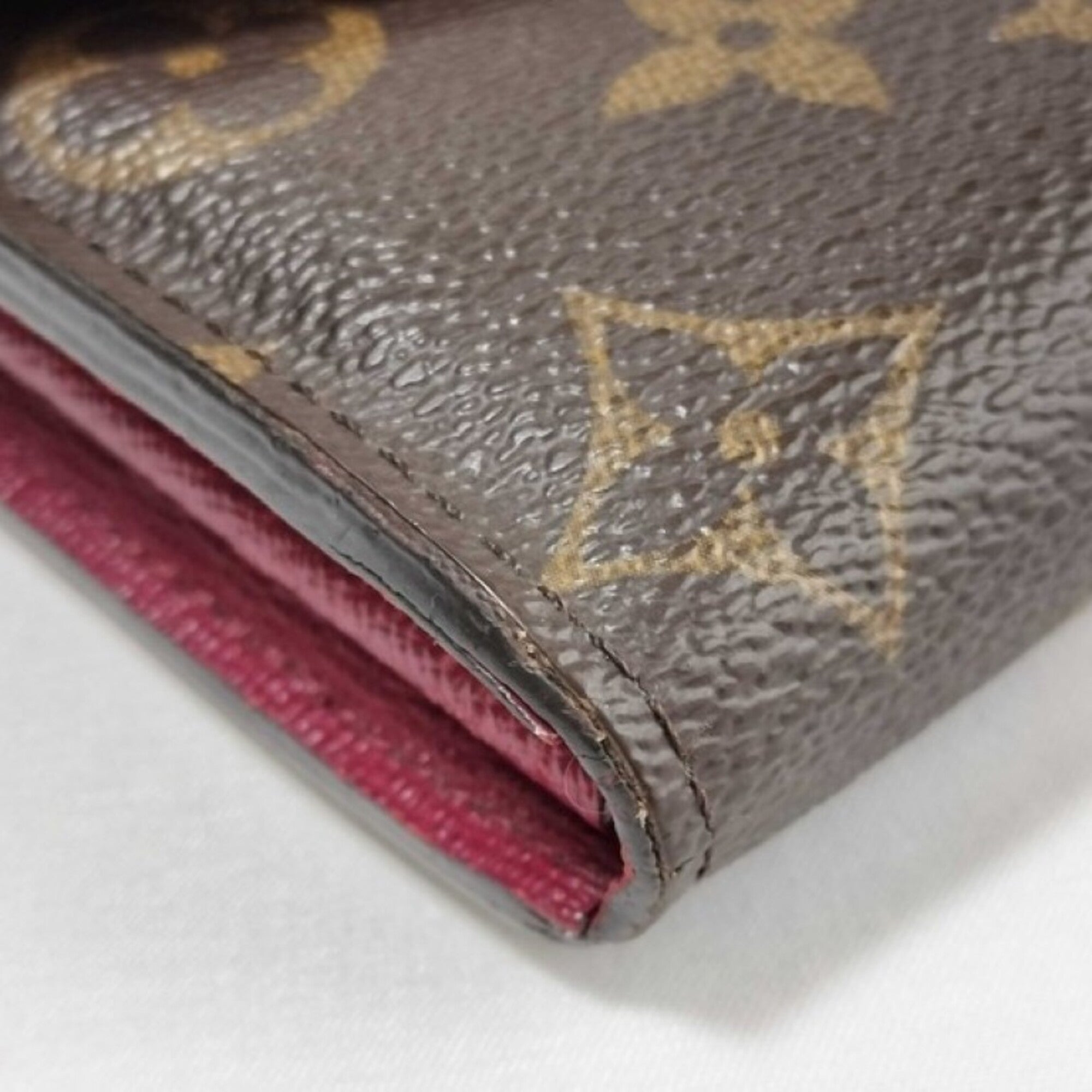 Louis Vuitton Brown Fuchsia Monogram Long Wallet (Tri-Fold) (Pre-Owned)