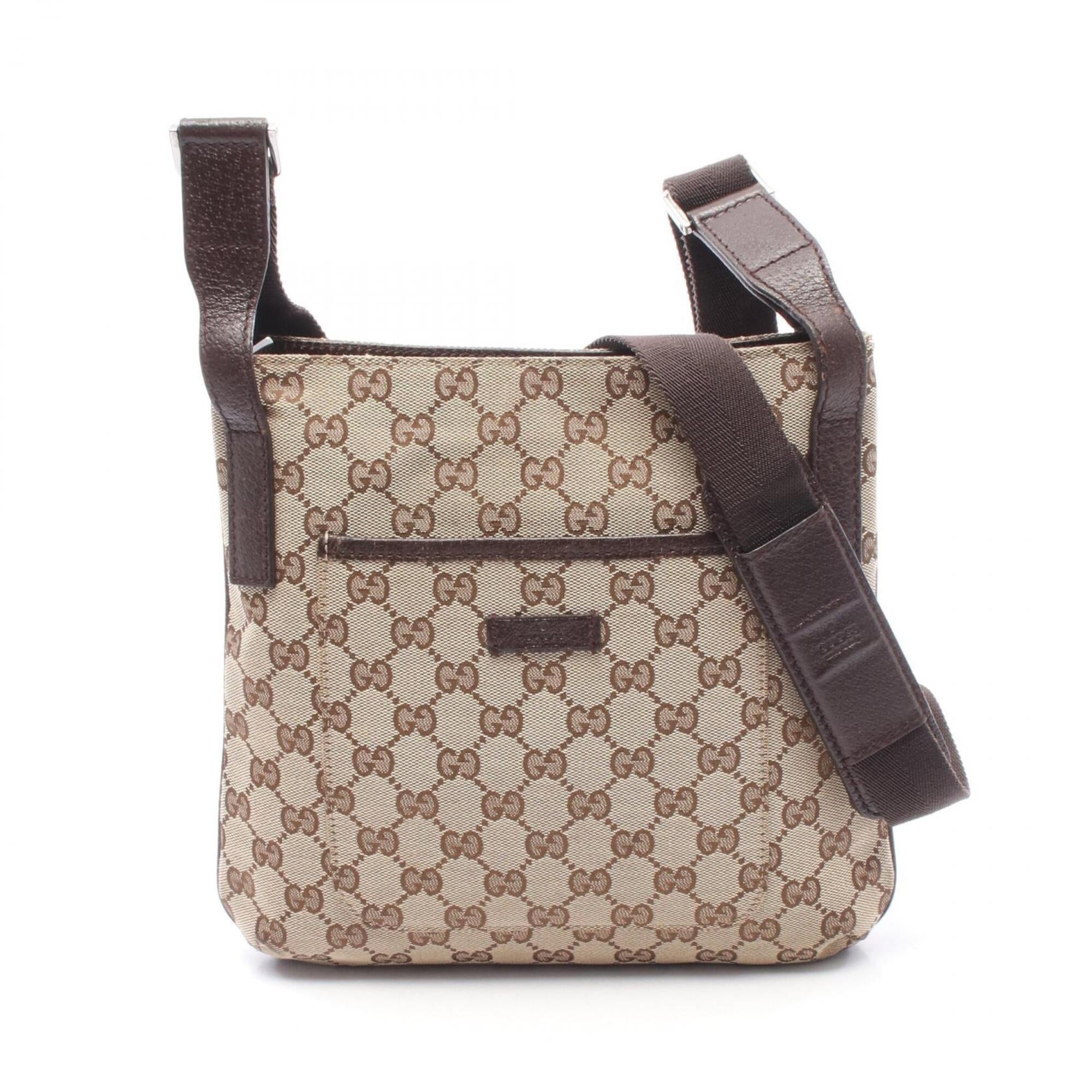 Gucci Gg Canvas Beige Brown Gg Canvas Handbag Shoulder Bag (Pre-Owned)