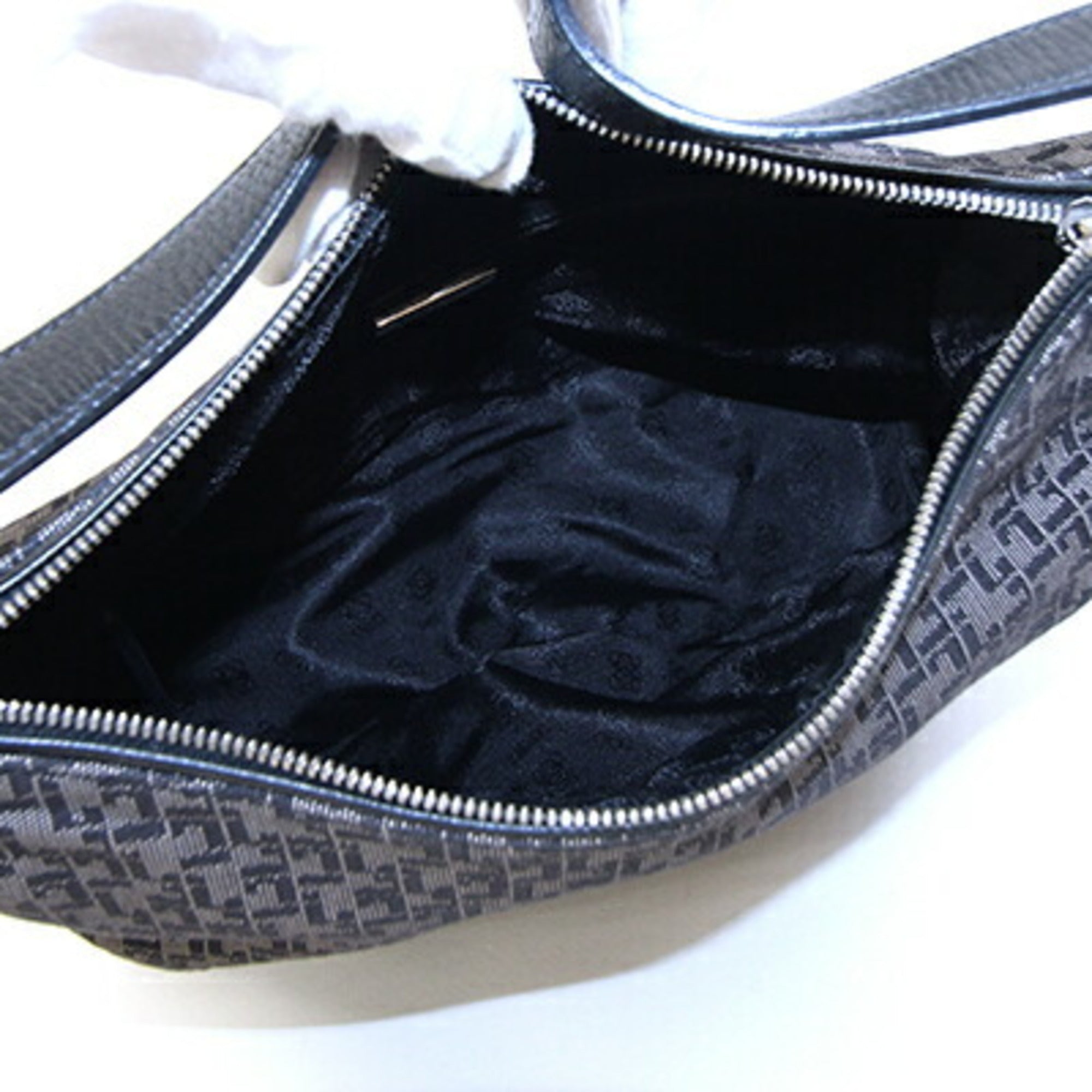 Loewe Black Gray Canvas Leather Handbag Shoulder Bag (Pre-Owned)