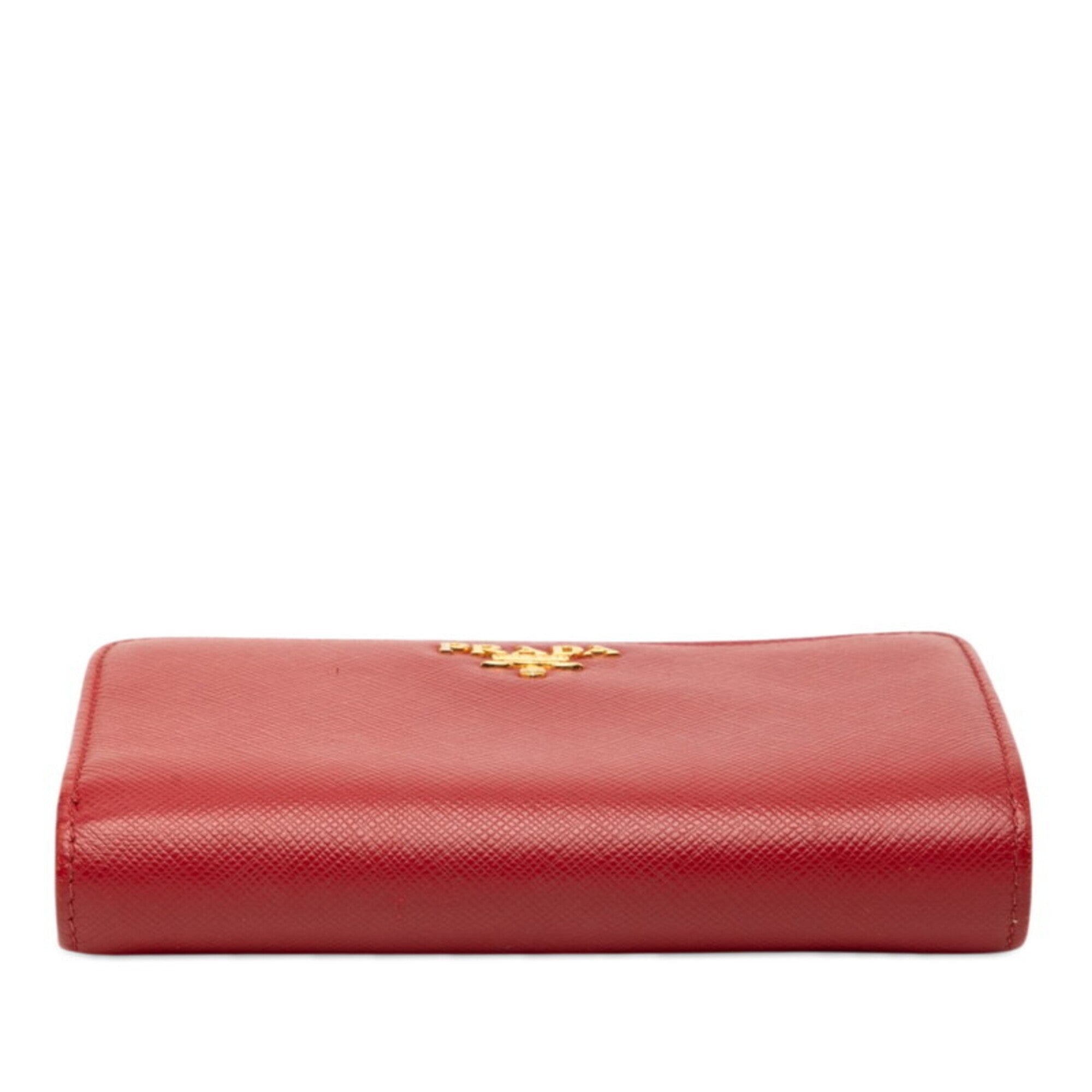 Prada Red Color Leather Wallet (Bi-Fold) (Pre-Owned)