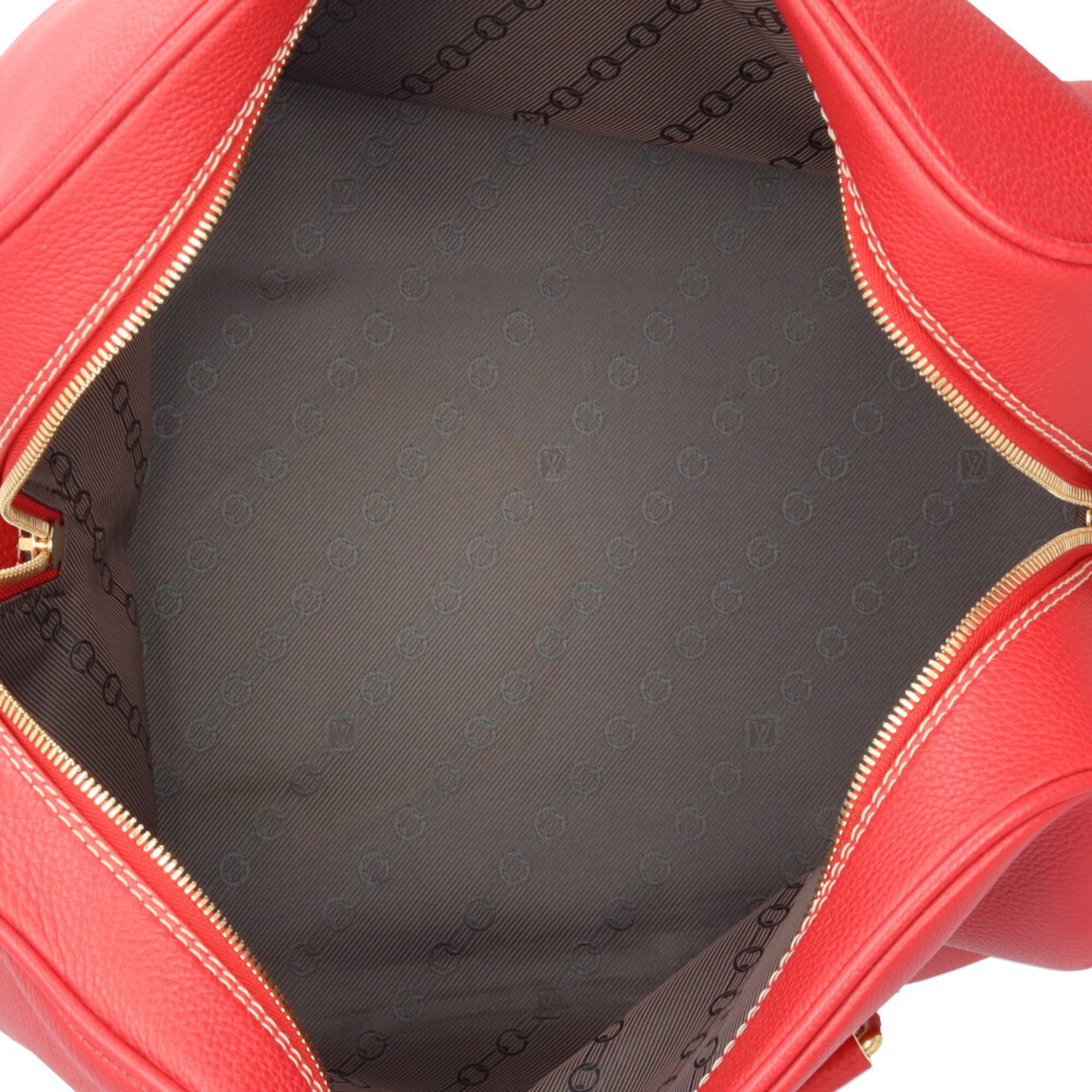Louis Vuitton Red Color Leather Boston Bag (Pre-Owned)