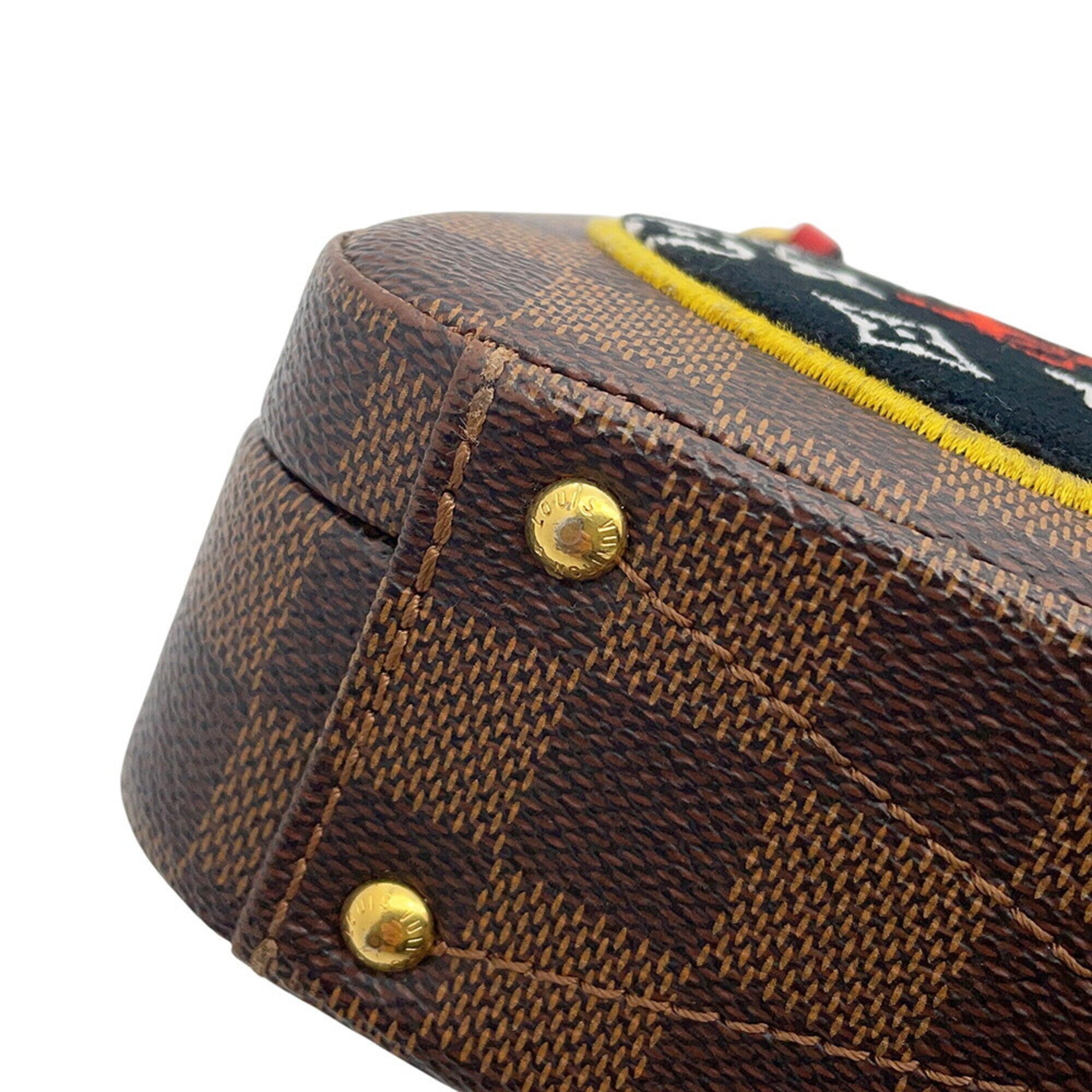 Louis Vuitton Brown Red Color Damier Canvas Handbag (Pre-Owned)