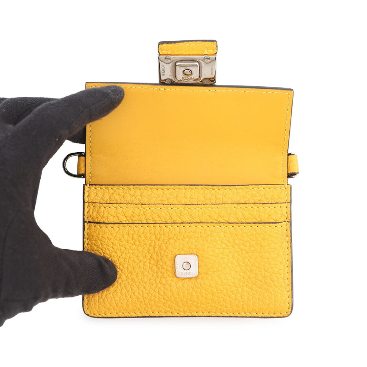 Fendi Yellow Leather Handbag Pochette Shoulder Bag (Pre-Owned)