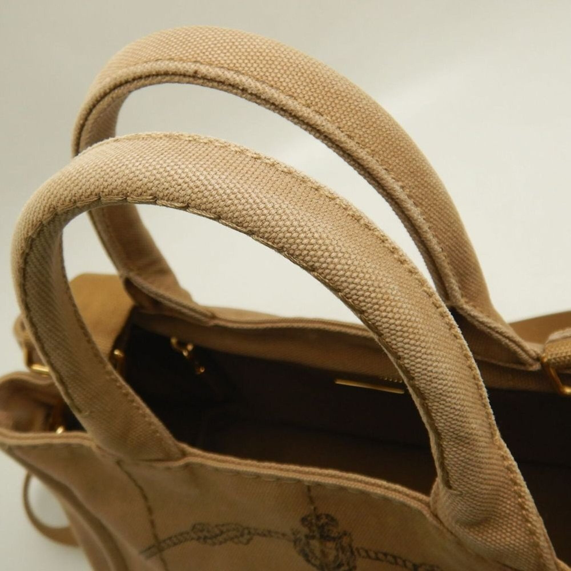 Prada Canapa Gold Canvas Tote Bag (Pre-Owned)