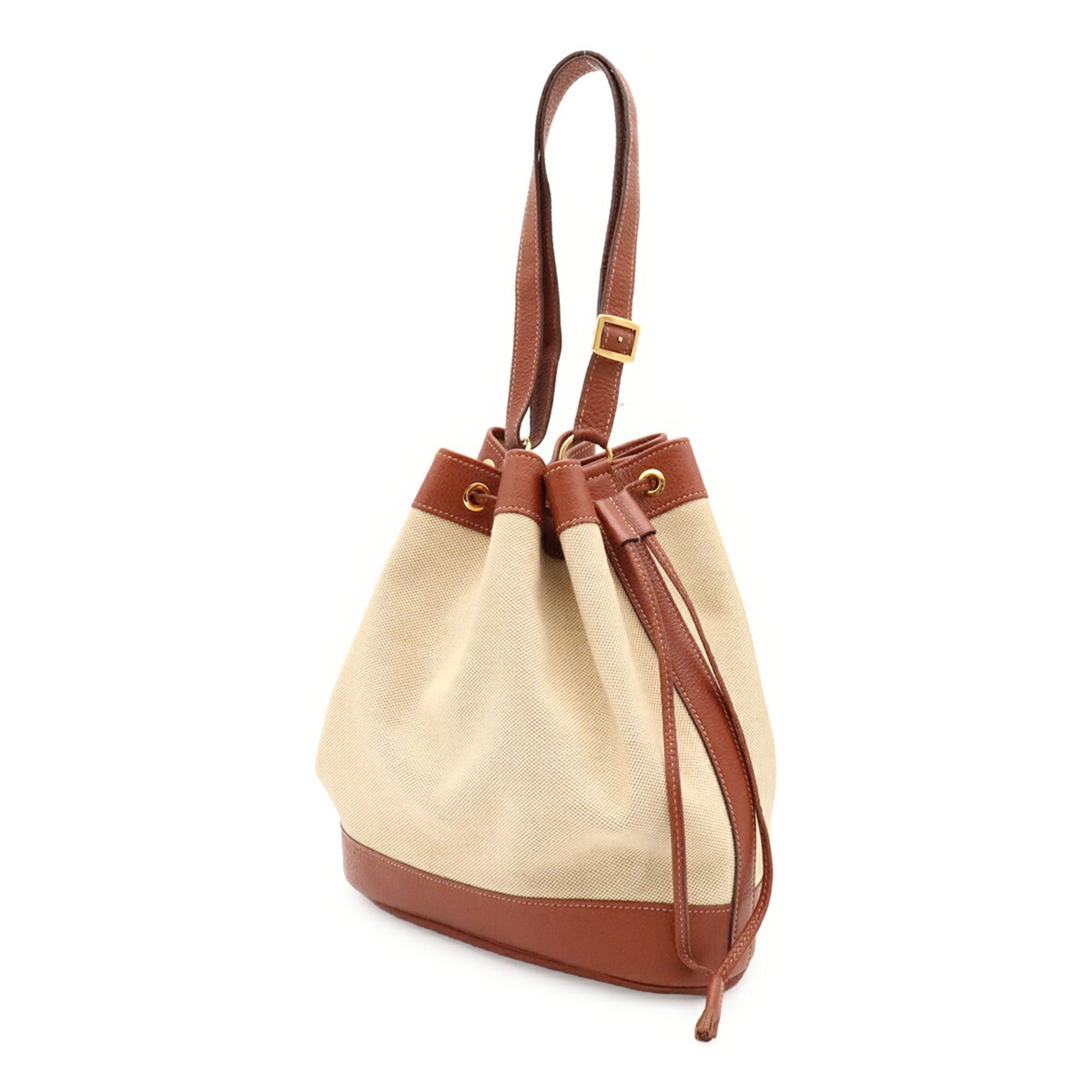 Hermes Beige Brown Toile H Handbag Shoulder Bag (Pre-Owned)