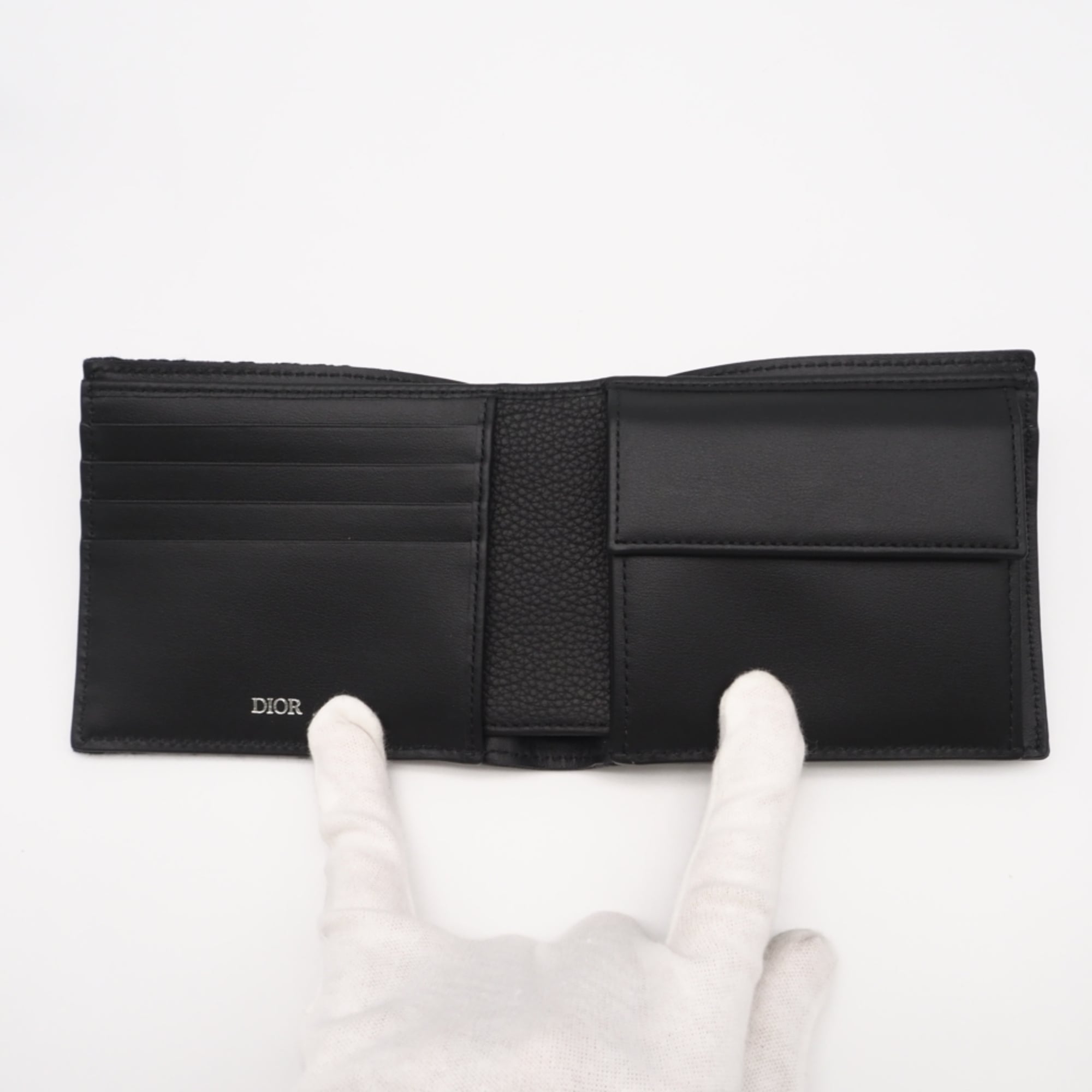 Christian Dior Navy Black Canvas Leather Wallet (Bi-Fold) (Pre-Owned)