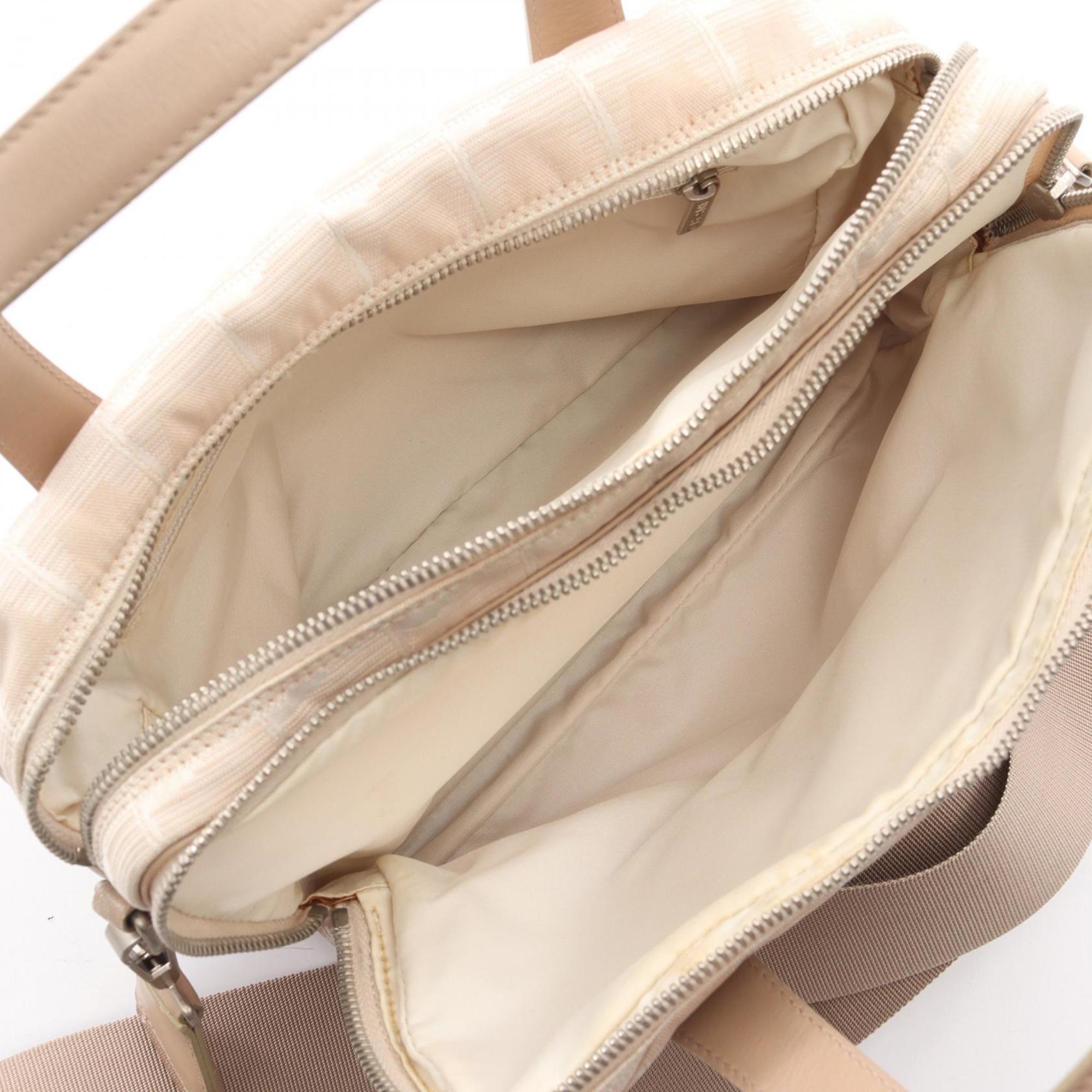 Chanel Beige Leather Nylon Canvas Handbag (Pre-Owned)