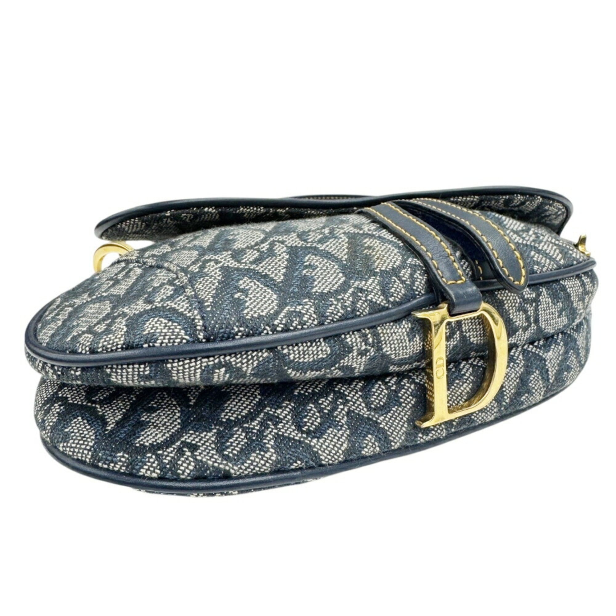Christian Dior Navy Canvas Saddle Bag Shoulder Bag (Pre-Owned)