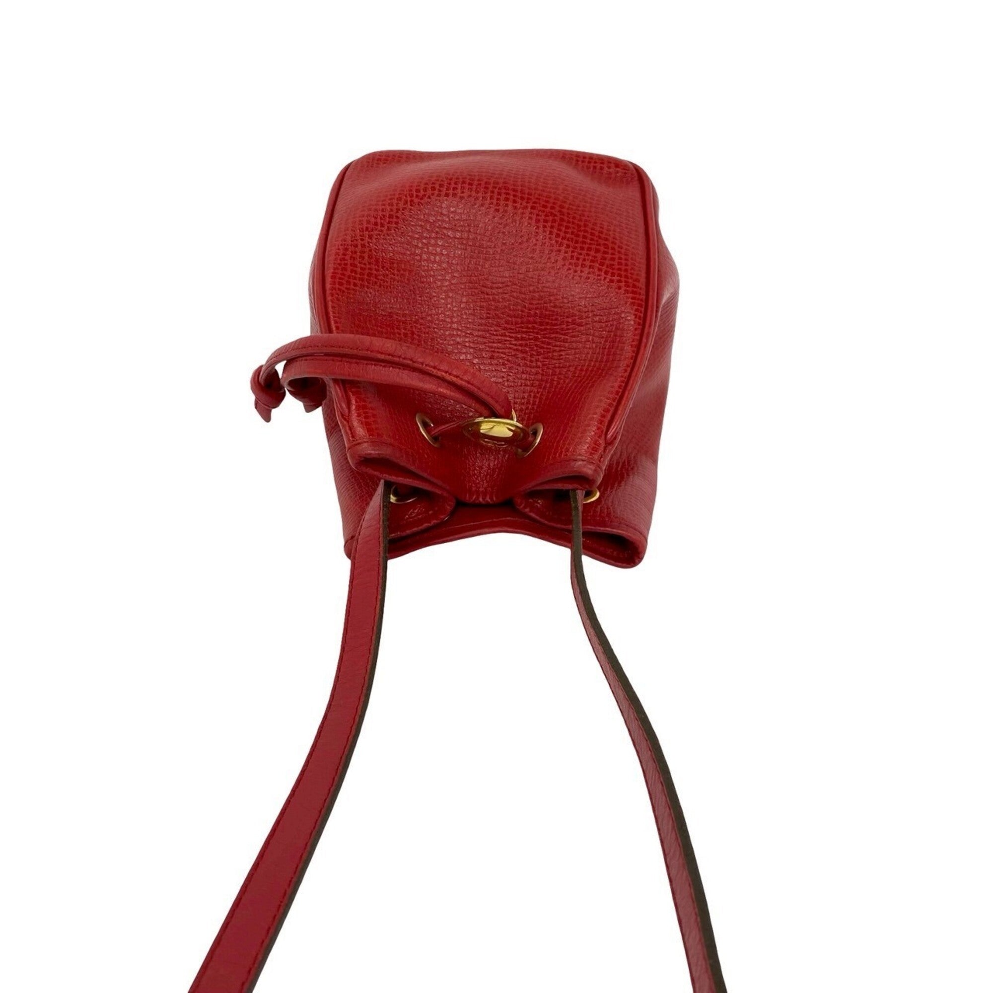 Christian Dior Red Color Leather Pochette Shoulder Bag (Pre-Owned)