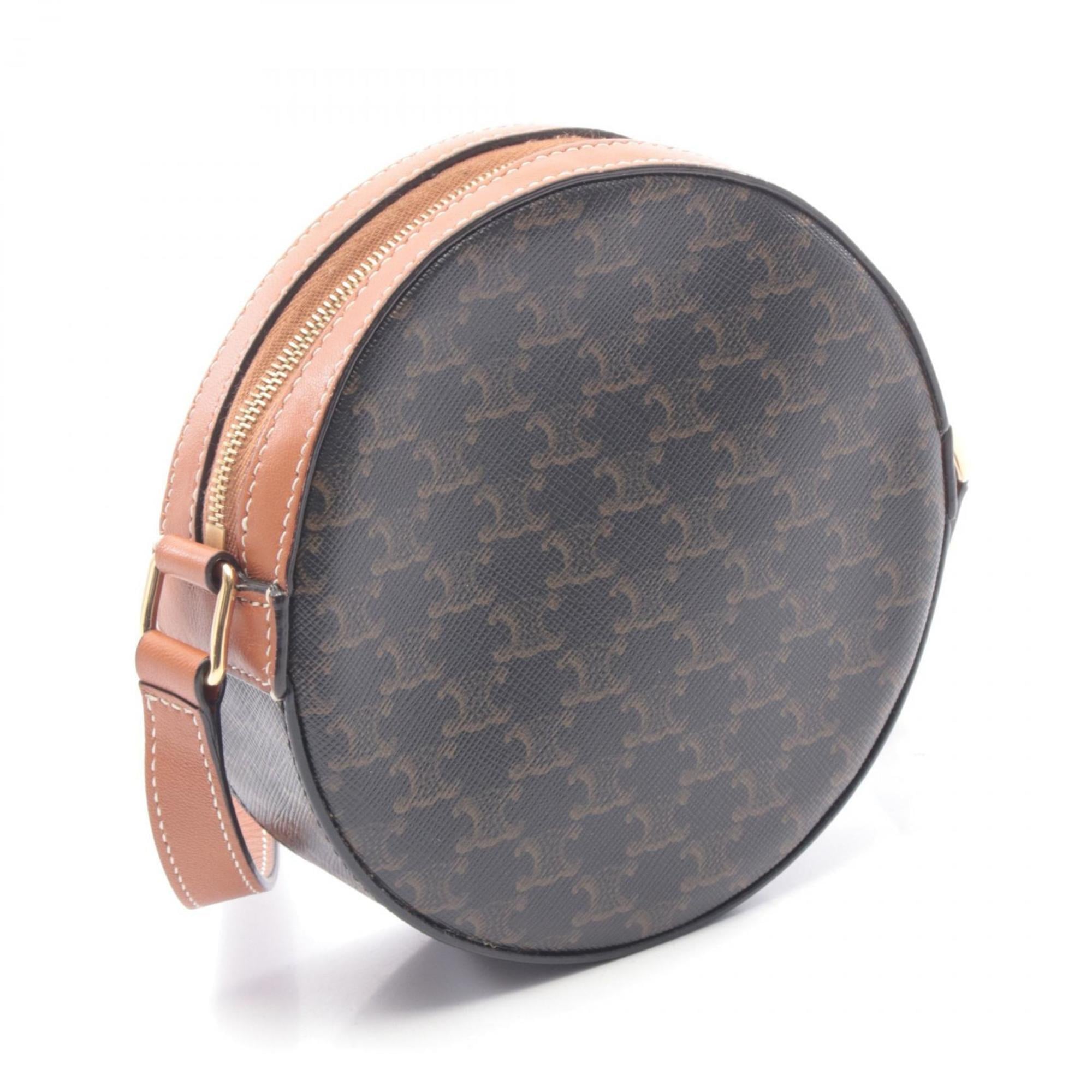 Celine Black Brown Coated Canvas Leather Handbag Shoulder Bag (Pre-Owned)