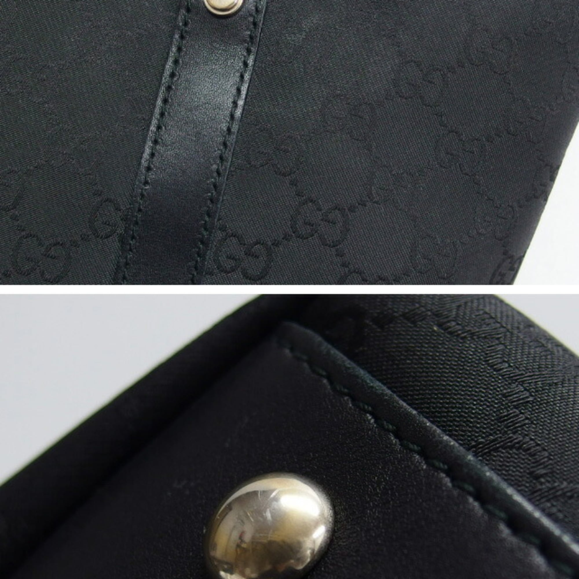 Gucci Abbey Black Canvas Leather Shoulder Bag Tote Bag (Pre-Owned)