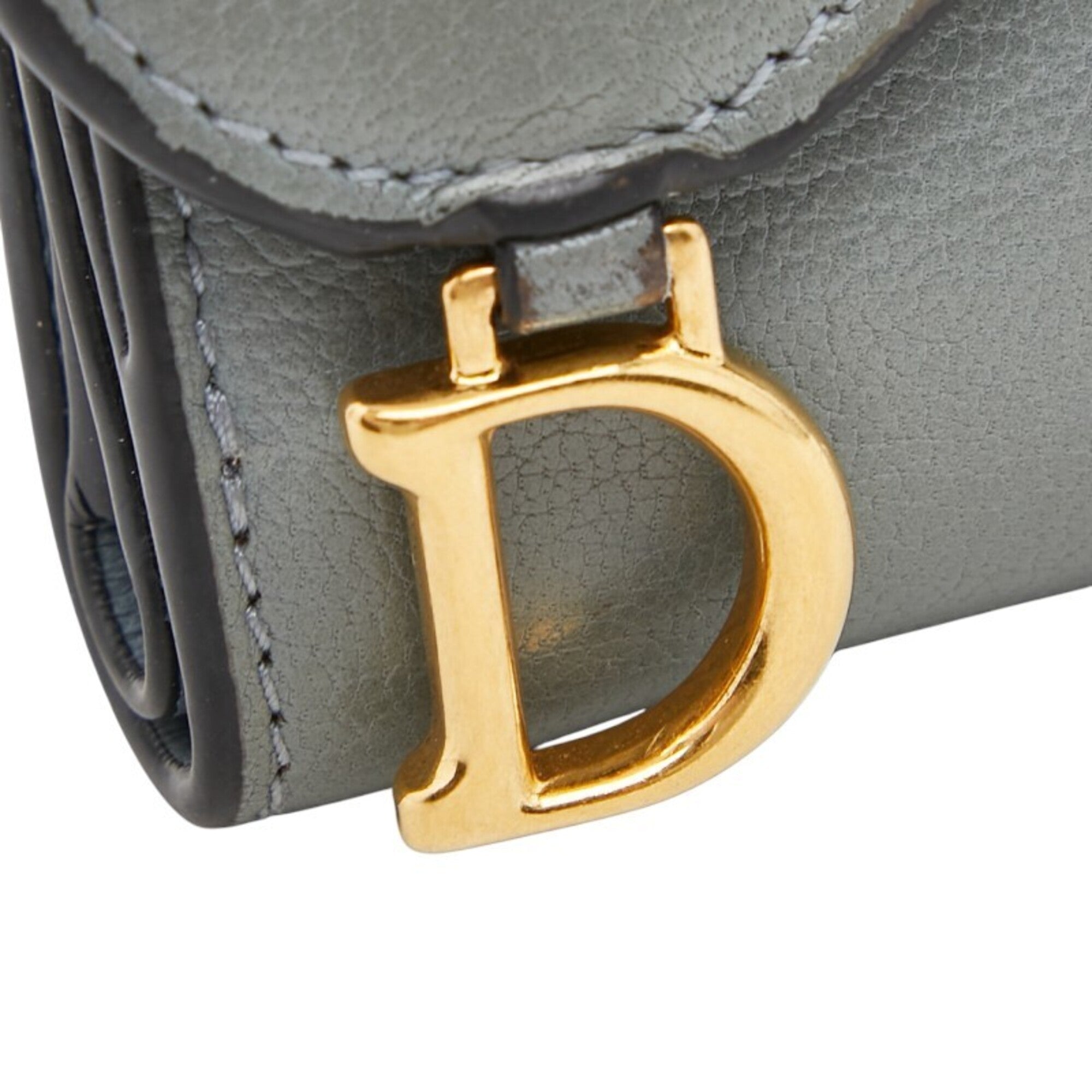 Christian Dior Light Blue Gray Leather Wallet (Bi-Fold) (Pre-Owned)