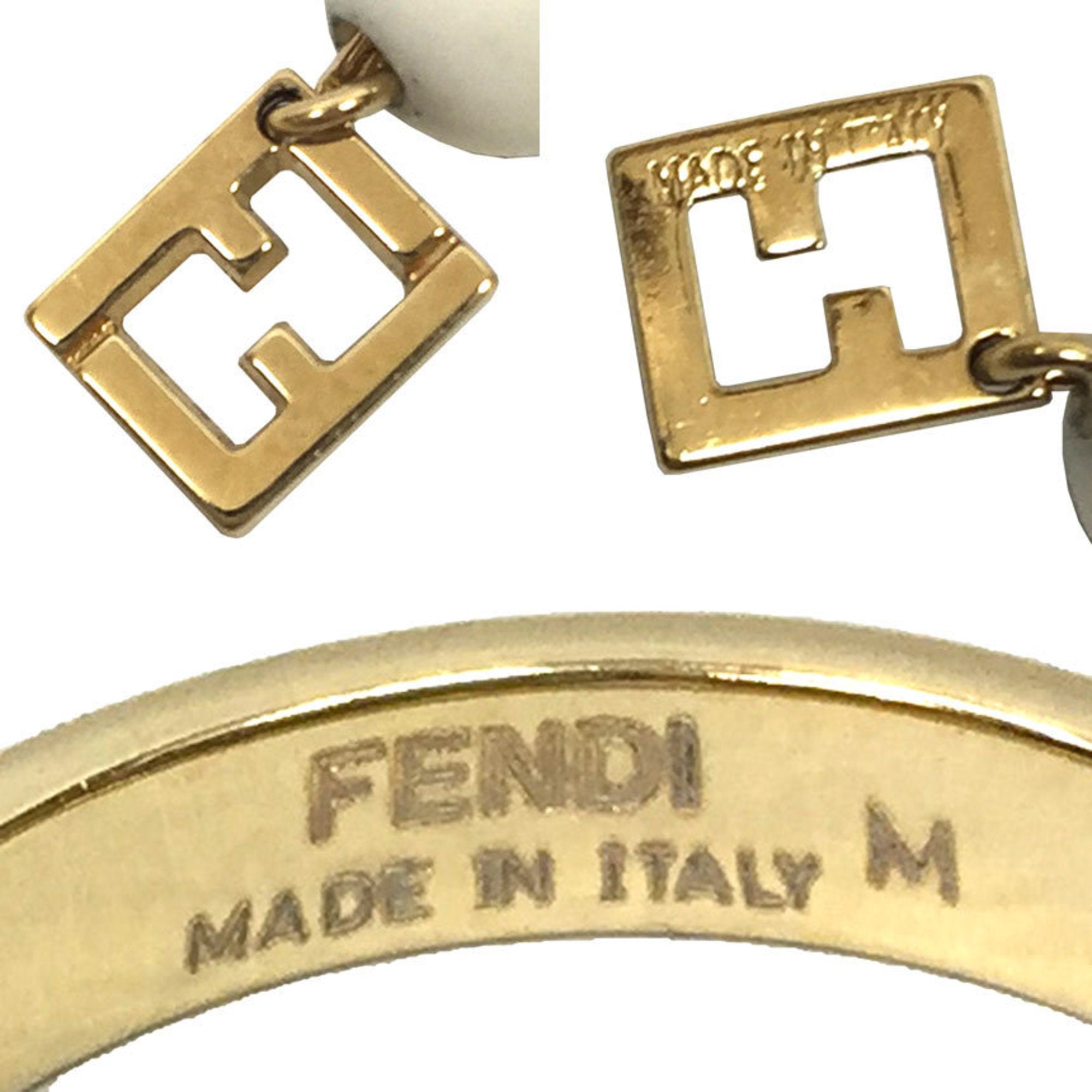 Fendi Black Yellow Metal Band Ring (Pre-Owned)